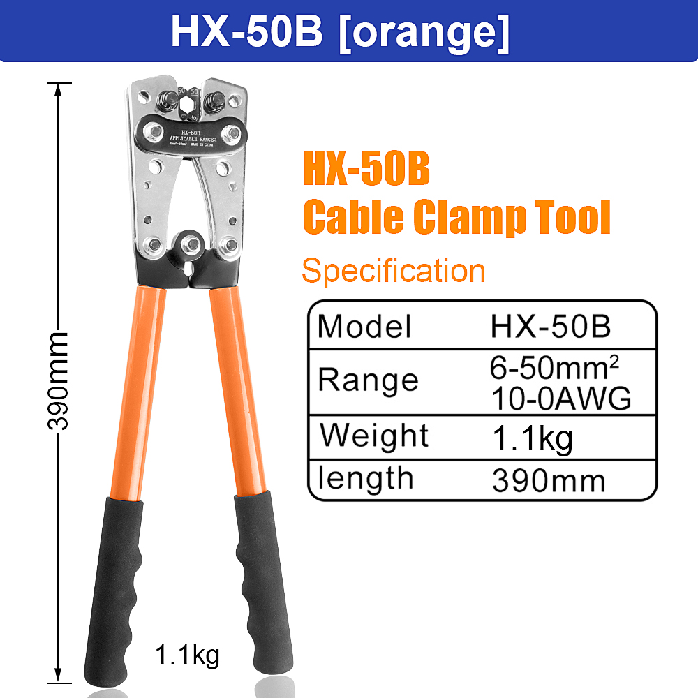 HX 50B Cable Lug Crimping Tool For Heavy Duty Wire Lugs Battery