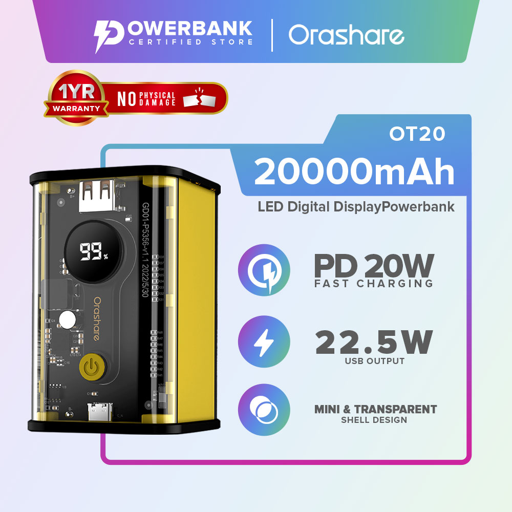 Orashare OT10 10000mAh OT20 20000mAh Power Bank Transparent Mini