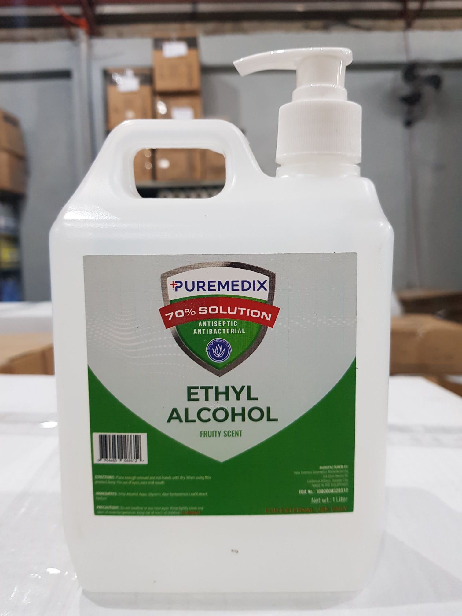 PUREMEDIX ETHYL ALCOHOL 1 Liter PUMP BOTTLE FDA DOH APPROVED W