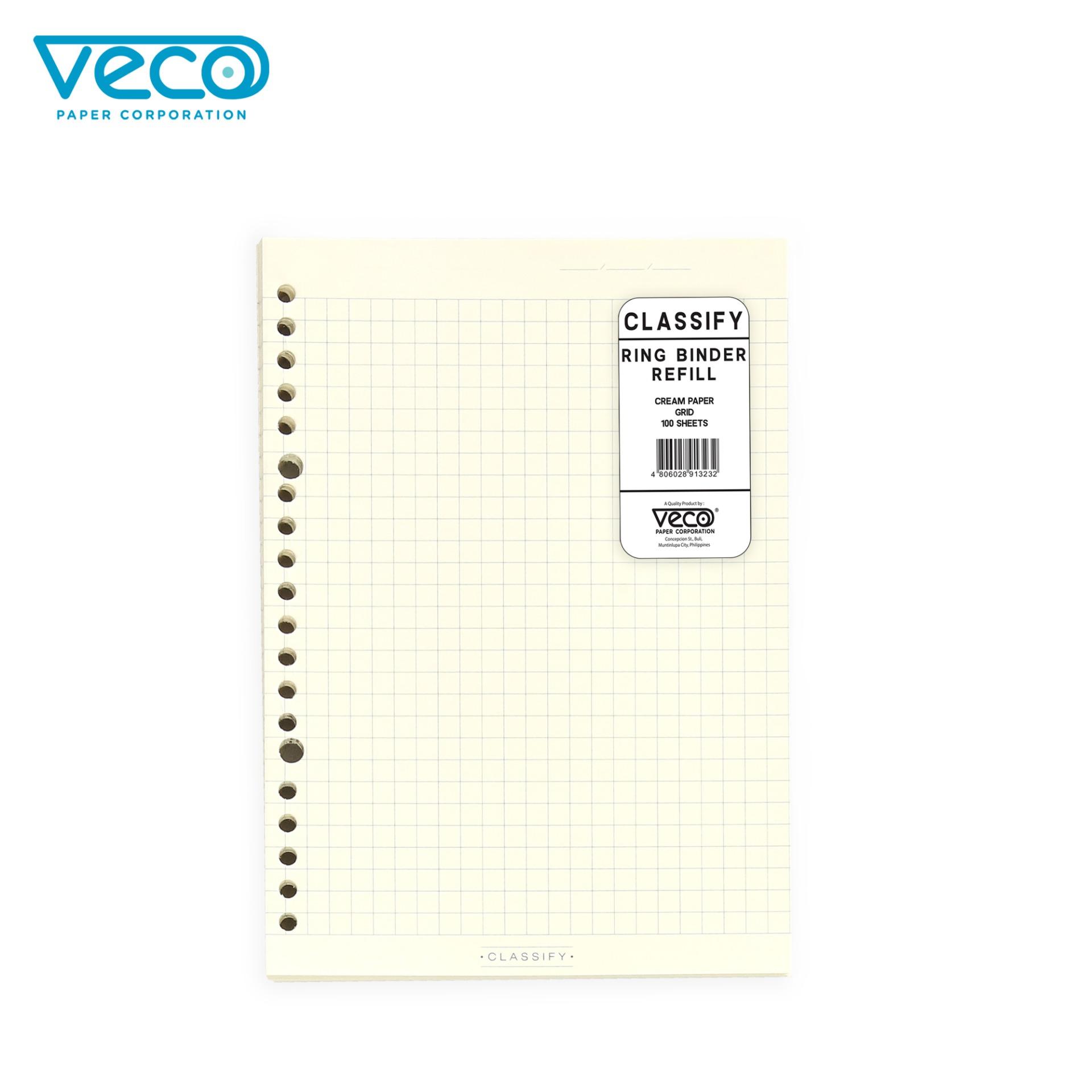 Veco Classify Ring Binder Notes A Refill Grid Lvs Cream Paper