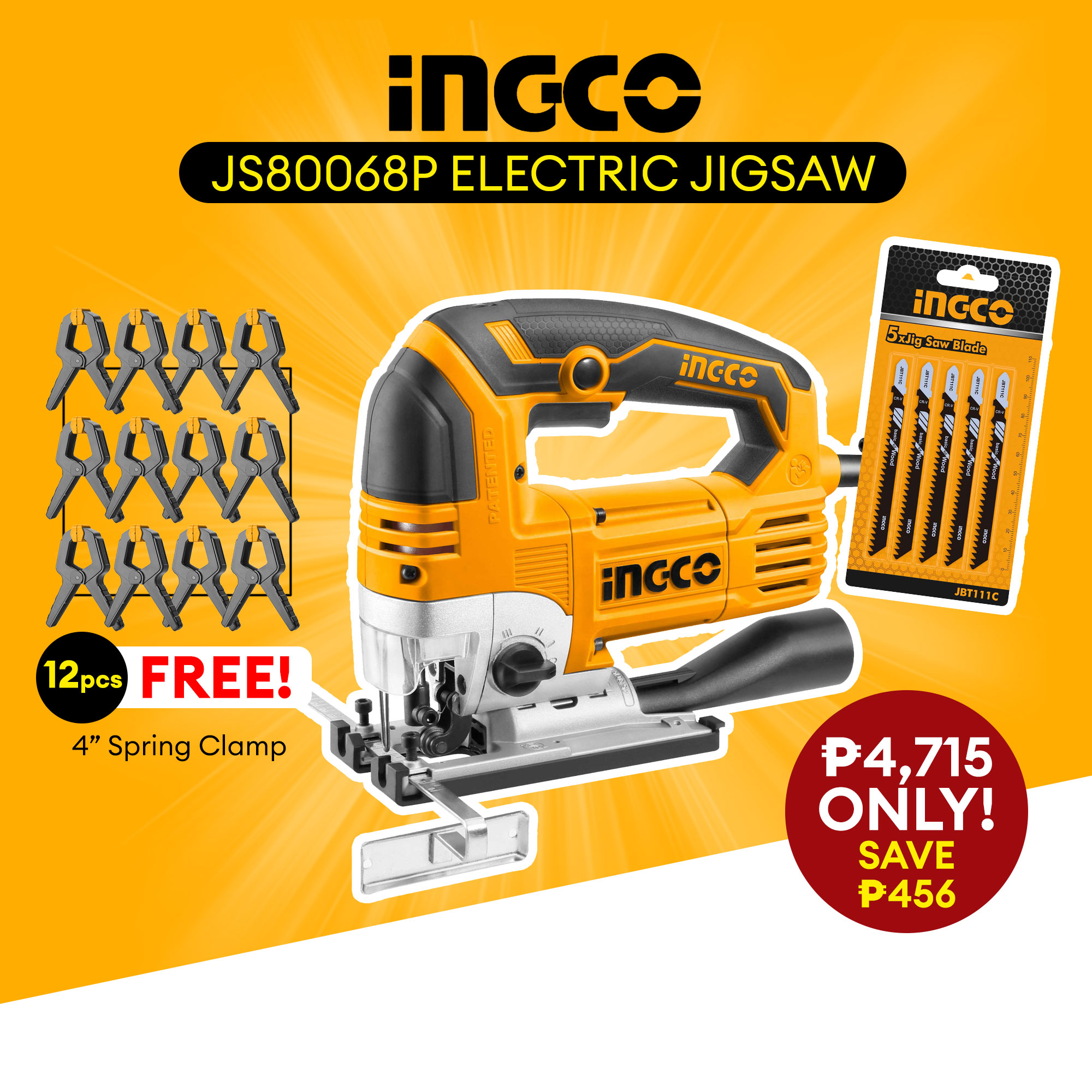 Ingco JS80068 JS80068P Industrial Electric Jigsaw Jig Saw 800W With 6