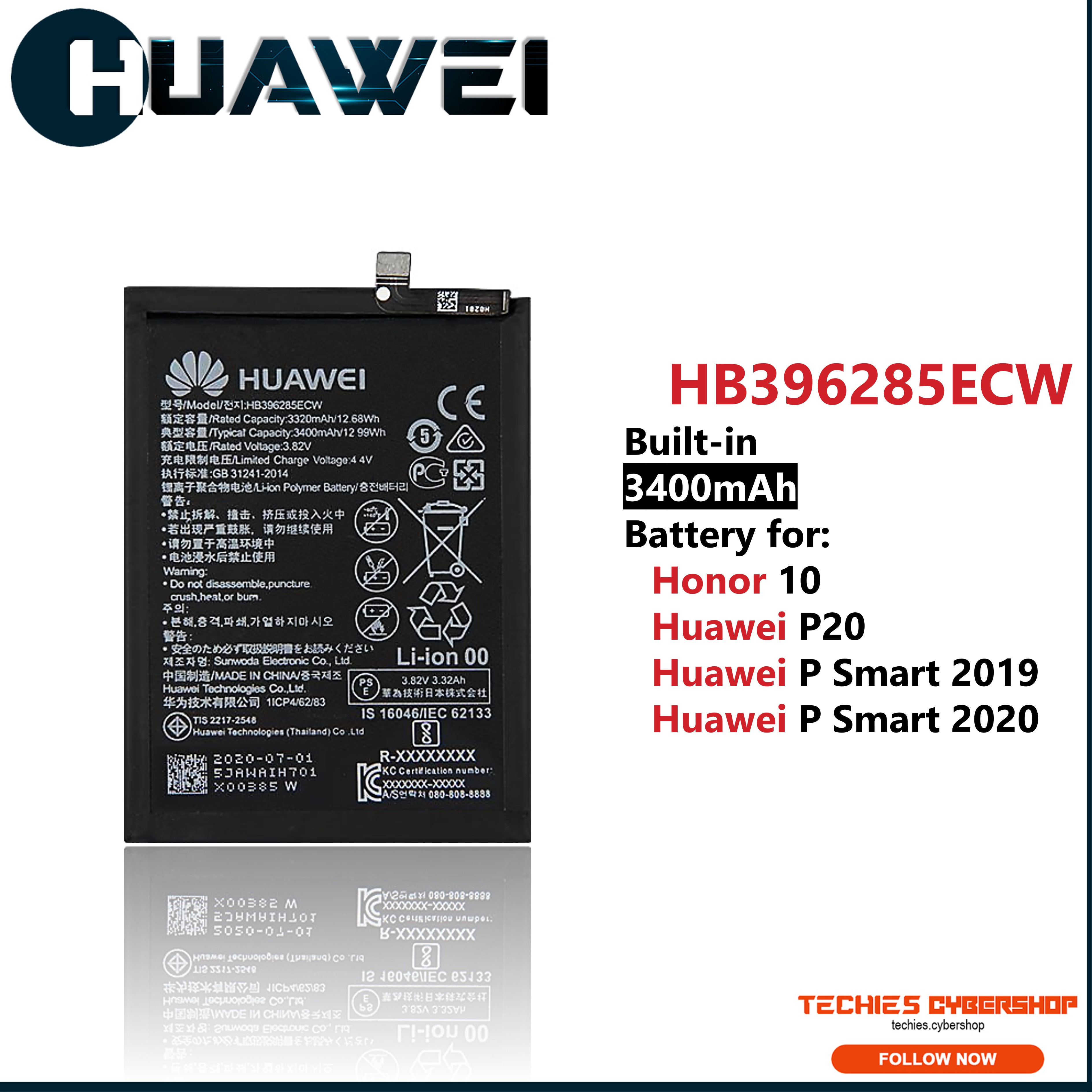 HB396285ECW Battery For Huawei P20 2018 P Smart 2019 P Smart 2020