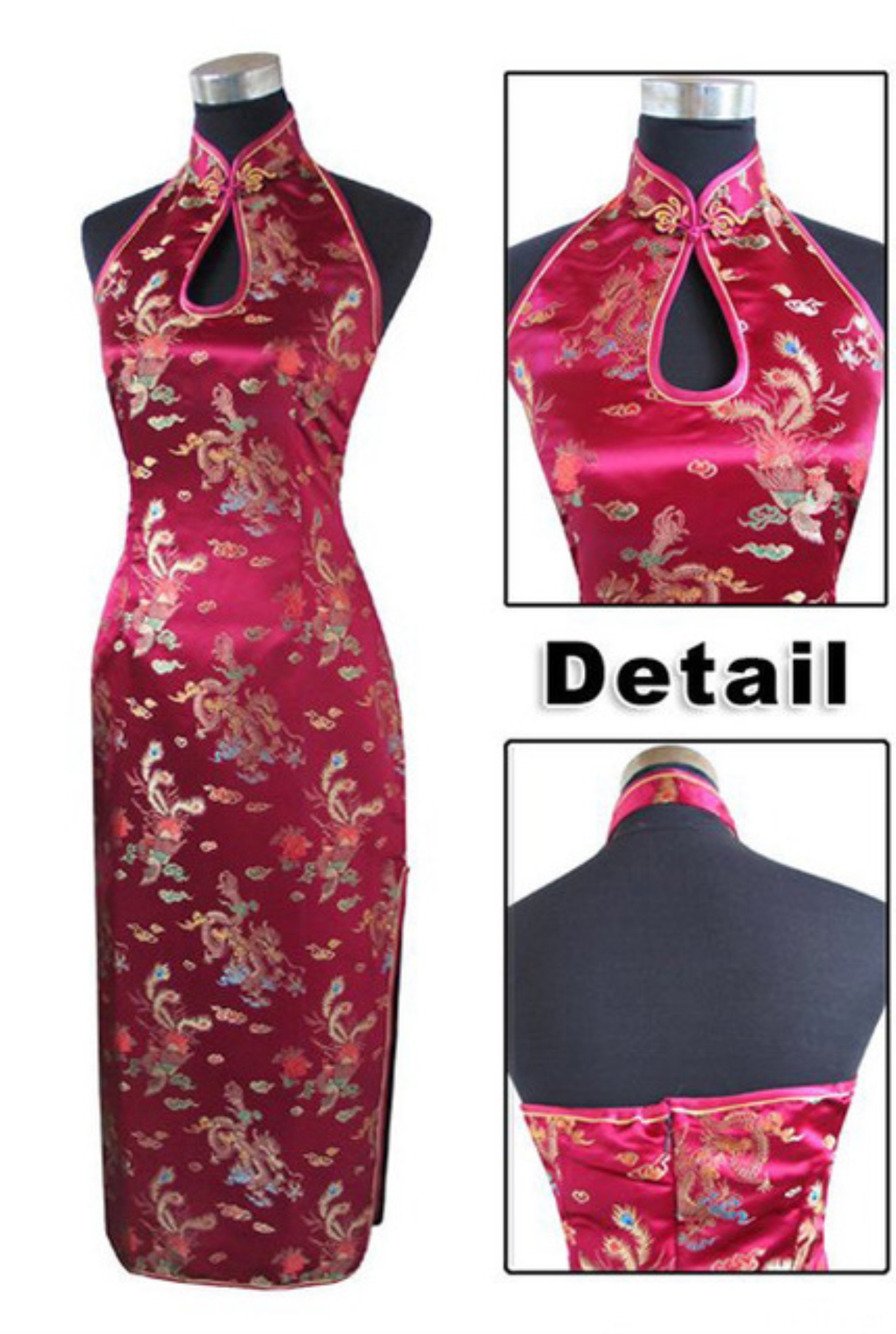 Hot Navy Blue Traditional Chinese Women S Satin Halter Cheongsam