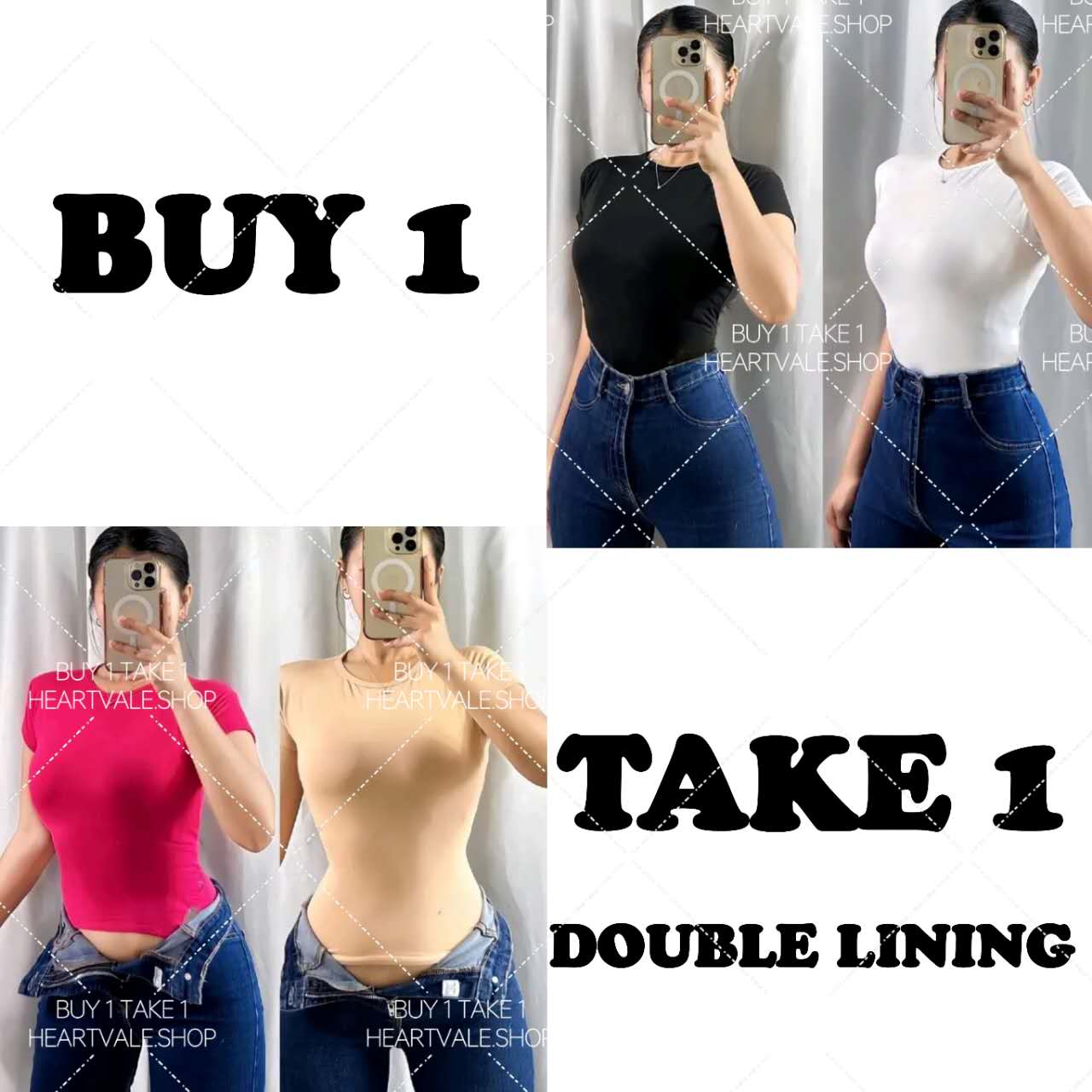 BUY 1 TAKE 1 Basic Plain Double Lining Full Length T Shirt Top Good