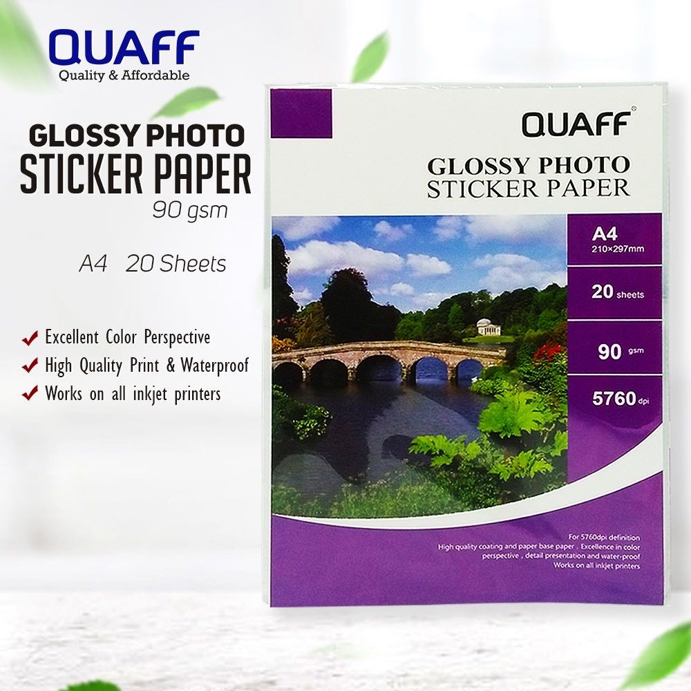 Quaff Glossy Photo Sticker Paper Size A Gsm Gsm Sheets Per