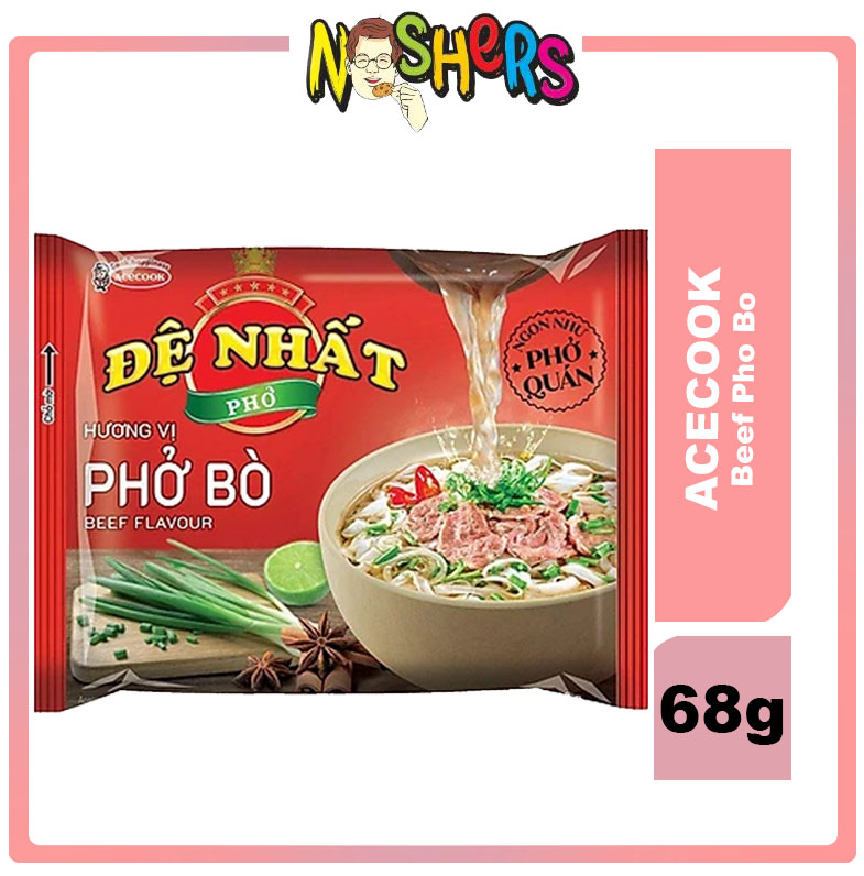 Noshers Acecook De Nhat Beef Pho Bo Instant Rice Noodles 68g Product Of