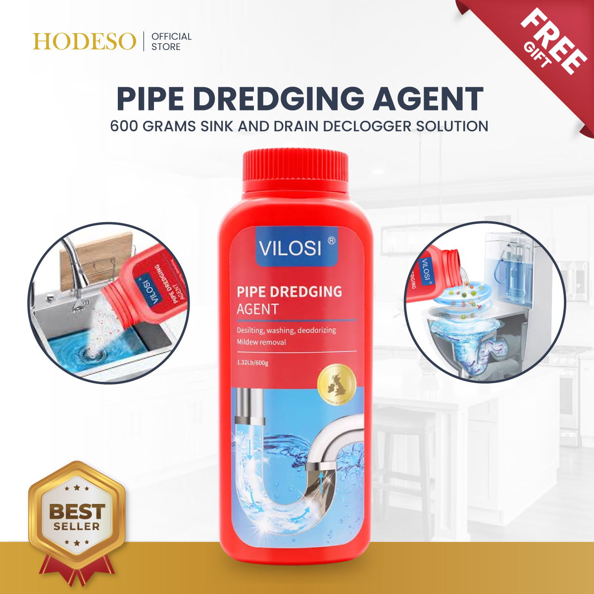 Hodeso Vilosi Pipe Dredging Agent Grans Sink And Drain Declogger