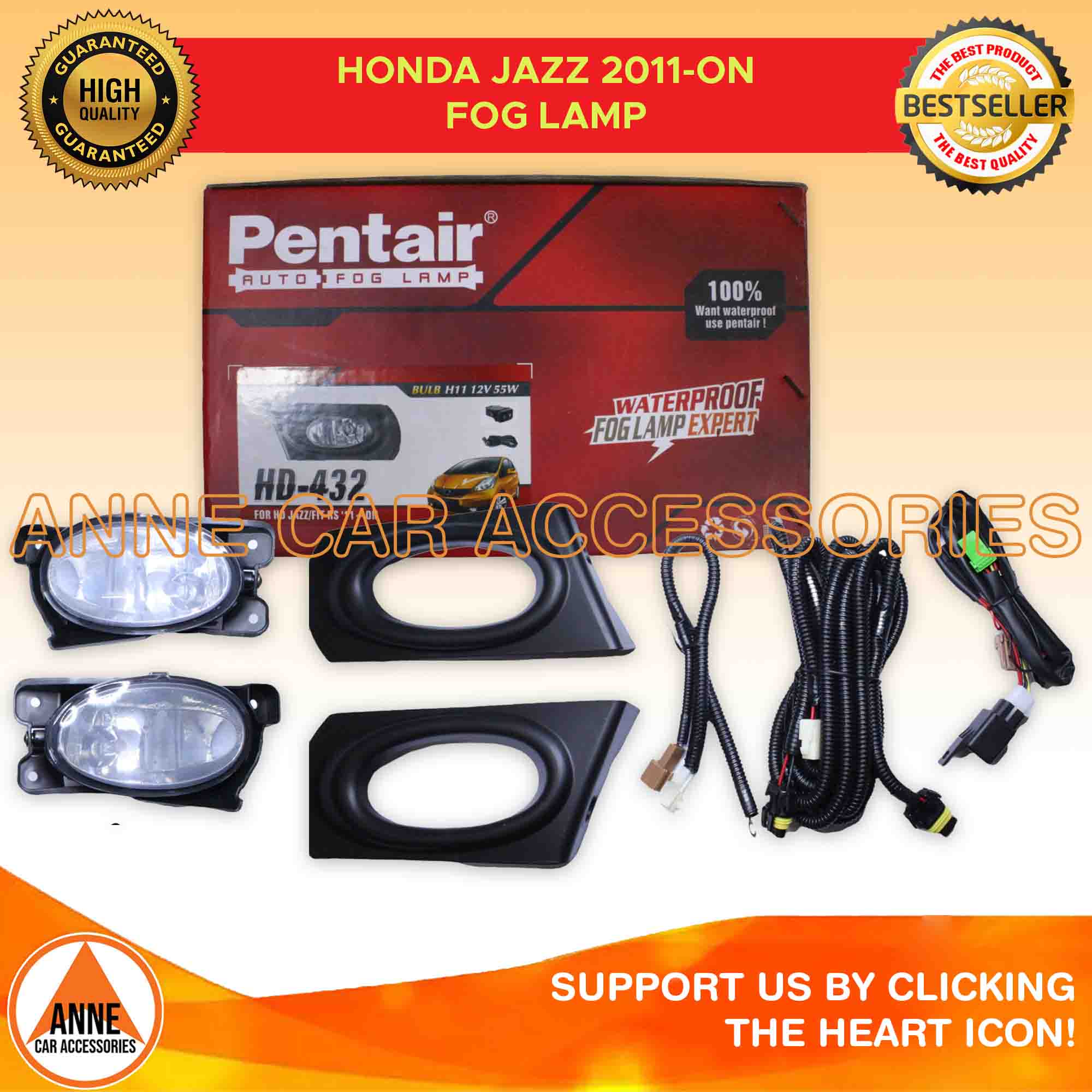 Pentair Foglamp Set Honda Jazz 2012 2013 2014 Waterproof Fog Lamp Set