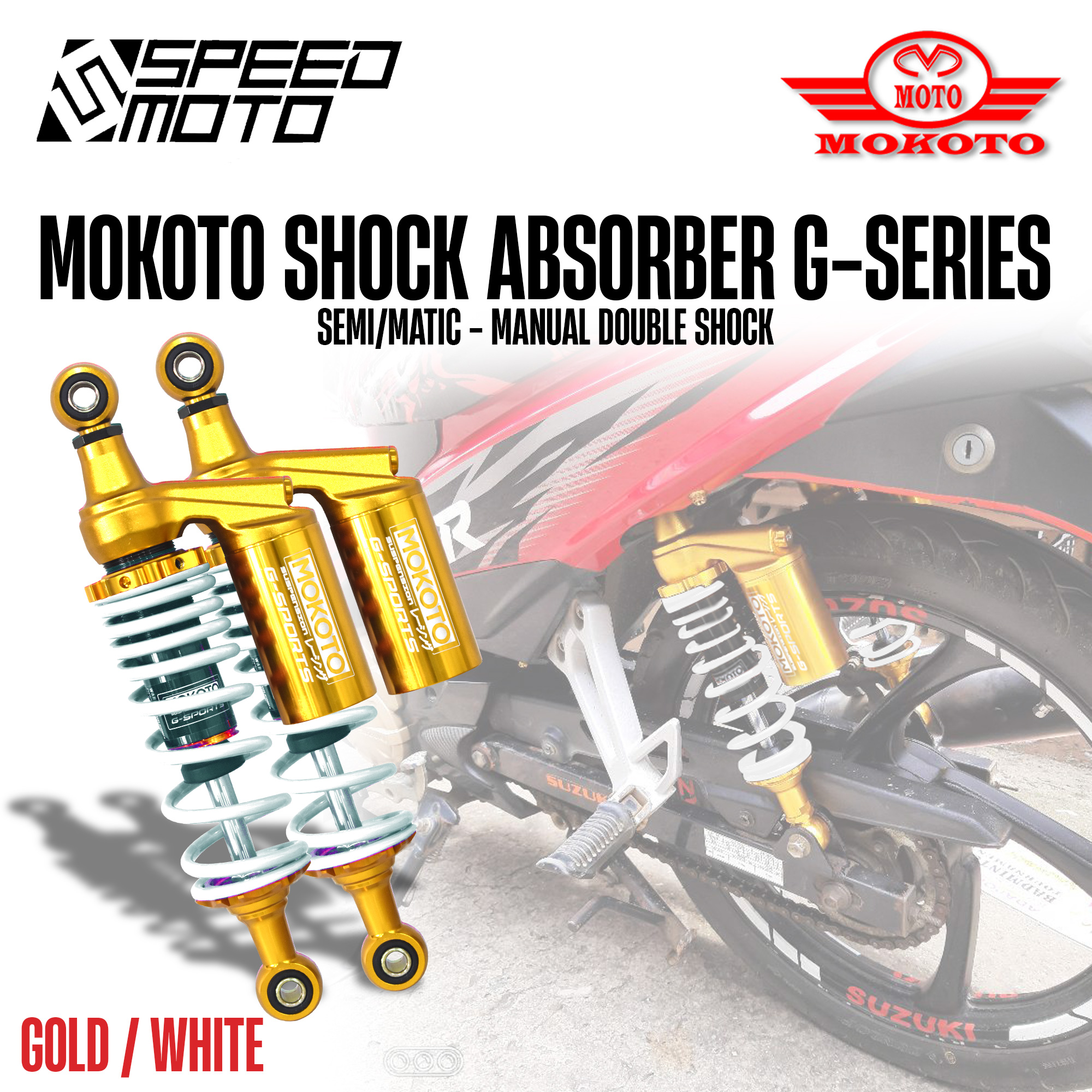 Mokoto One Pair Honda Xrm Wave Rear Shock Gas Absorber W Baso Mm