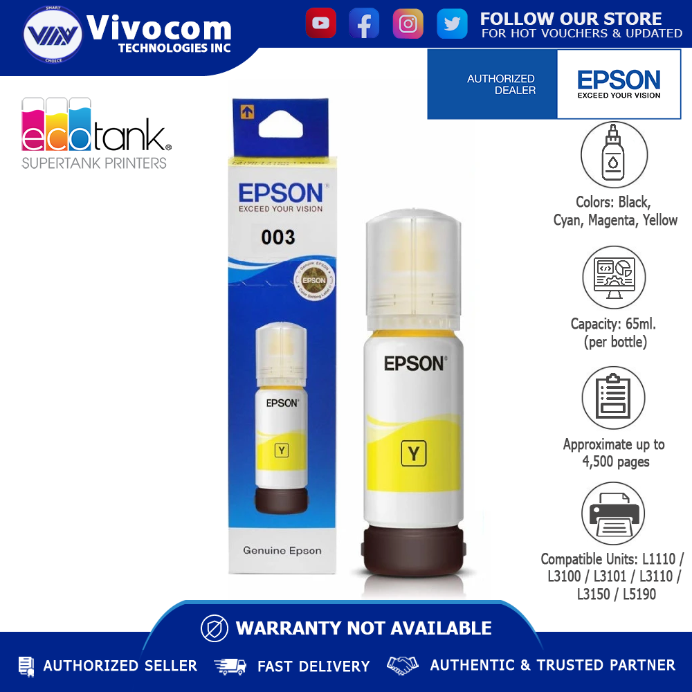 Epson Original Ink Bottle C T V For Epson L L Yellow