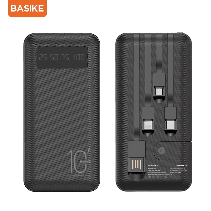 Basike Pt113 Original Power Bank Built In 4 Cables Fast Charging With 3