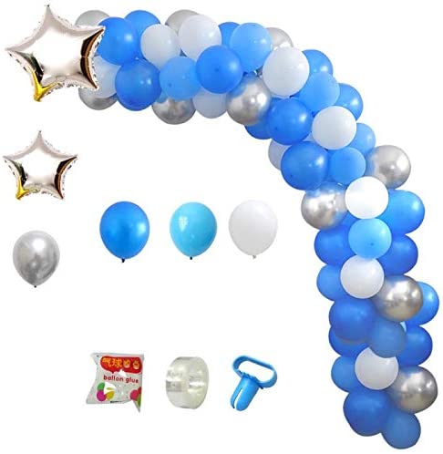 Kiena Diy Blue And Silver Balloon Garland Arch Kit Pcs White Royal