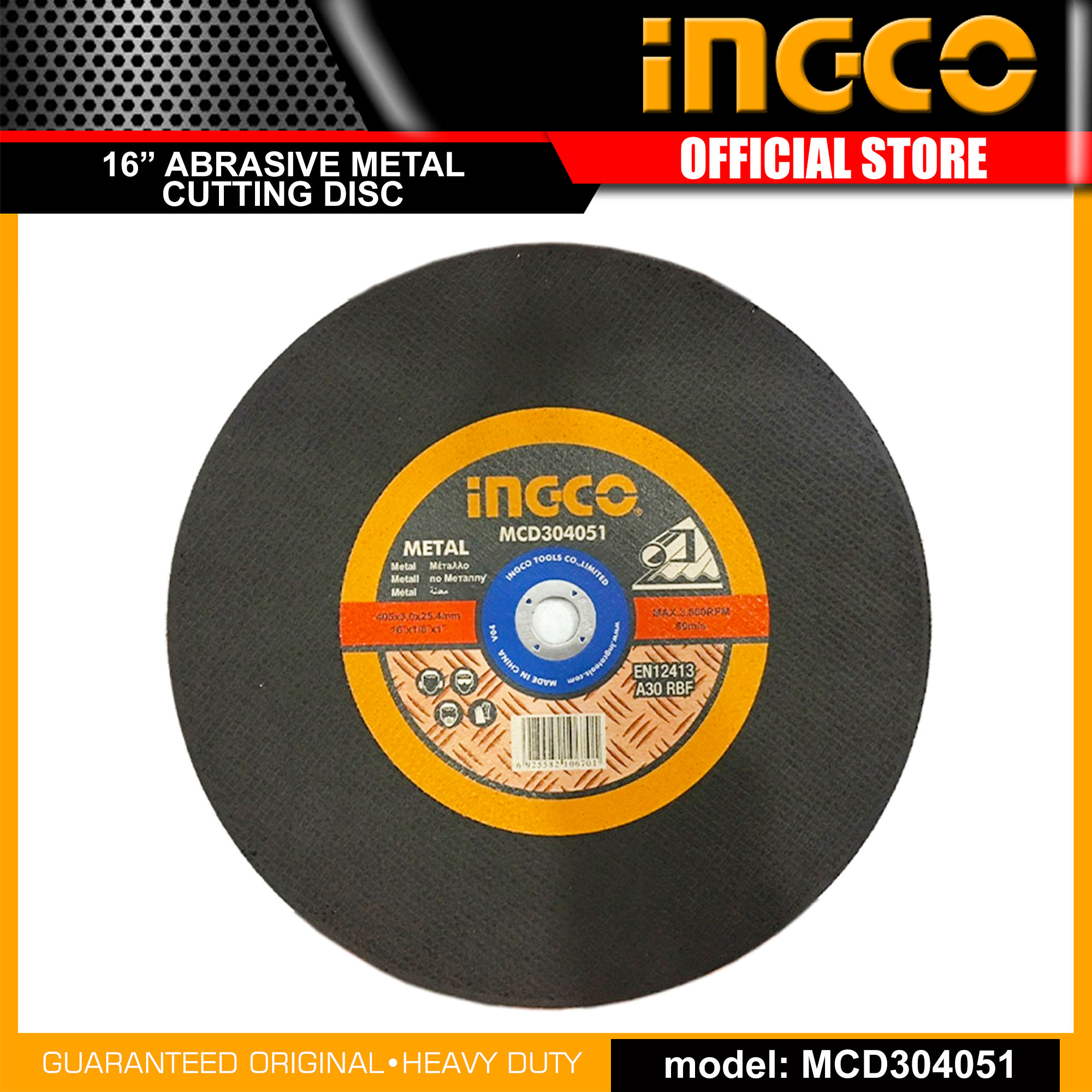 Ingco MCD304051 16 Abrasive Metal Cutting Disc Cut Off Wheel For Cut