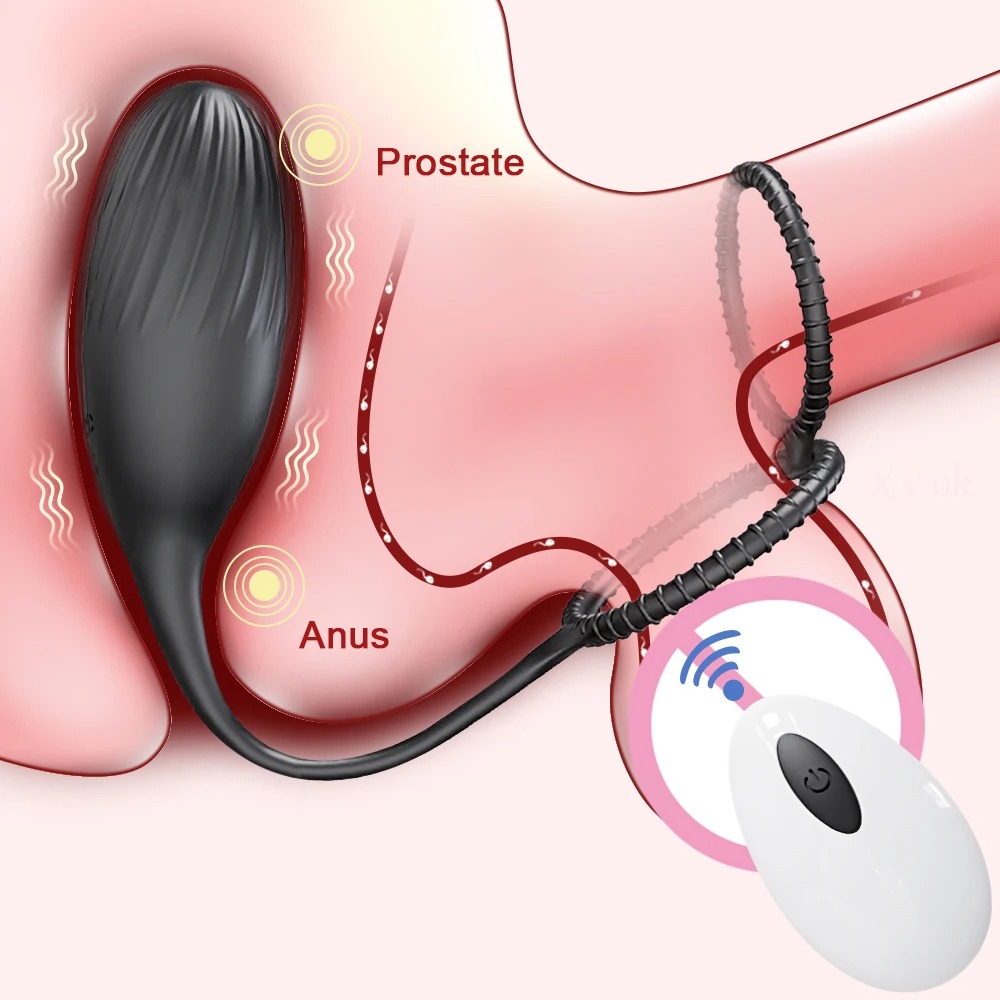 Prostate Massager Penis Rings Vibrating Butt Plug Anal App Vibrator