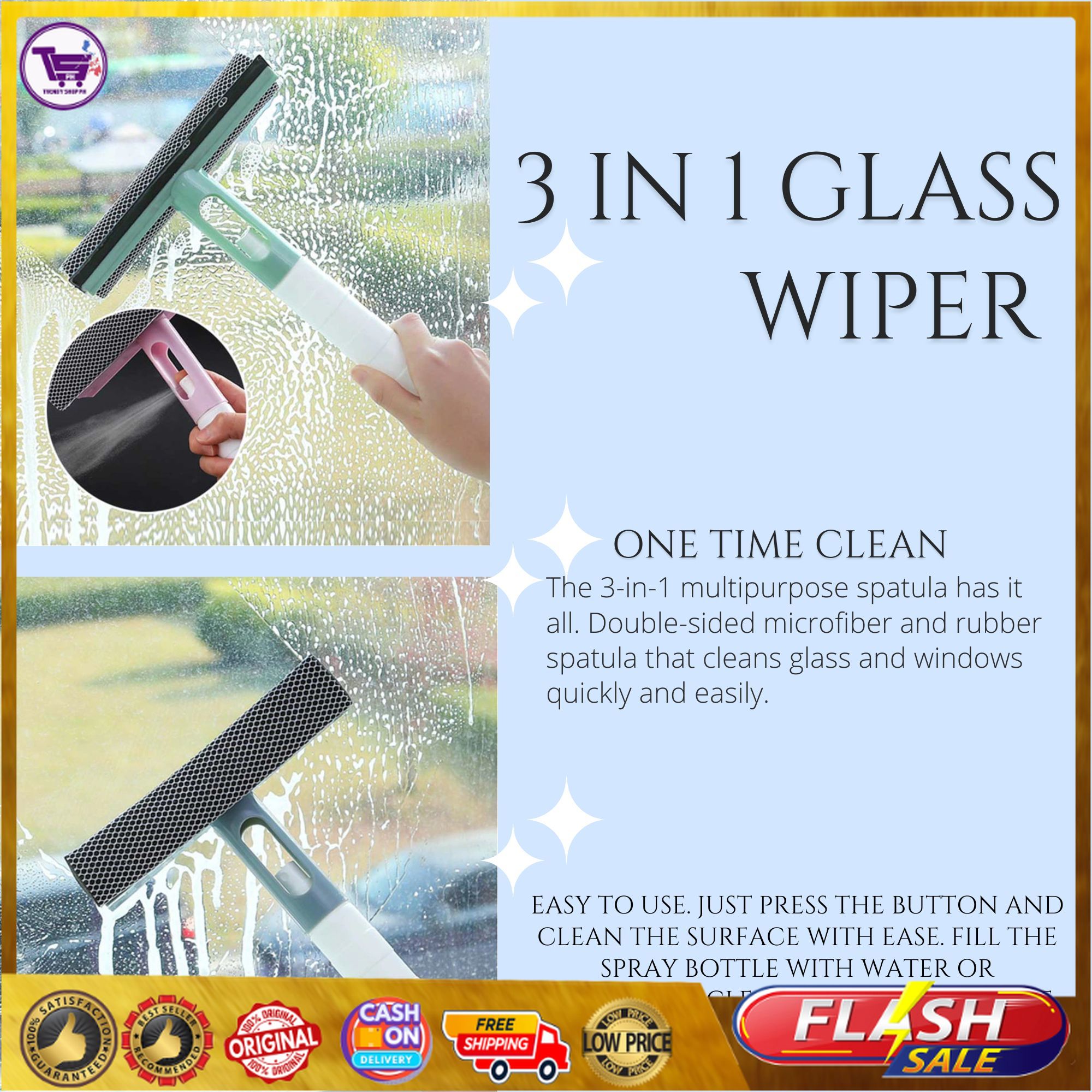 Original Glass Cleaner Window Squeegee Wiper In Spray Glass Cleaner