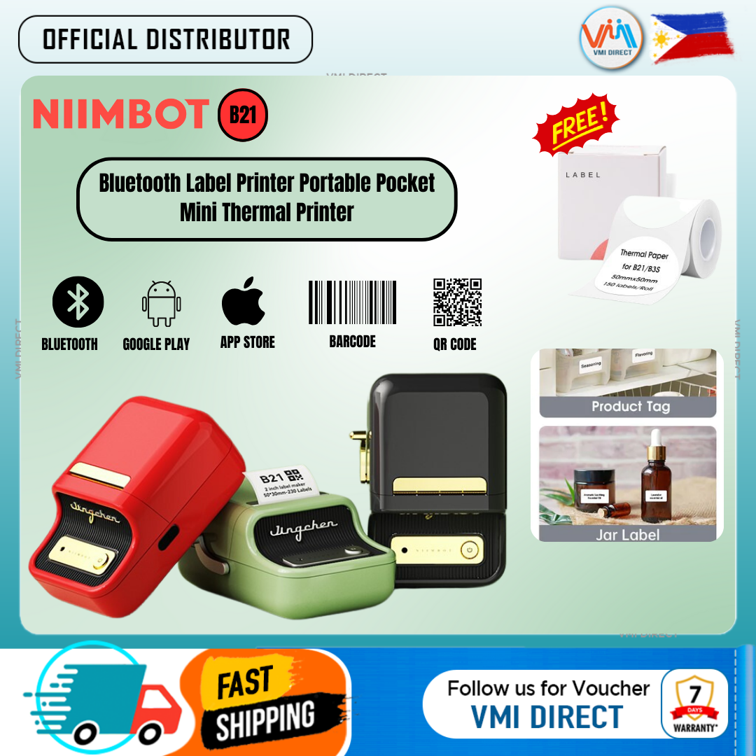 NIIMBOT B21 Bluetooth Thermal Label Printer Ink Free Mini Portable