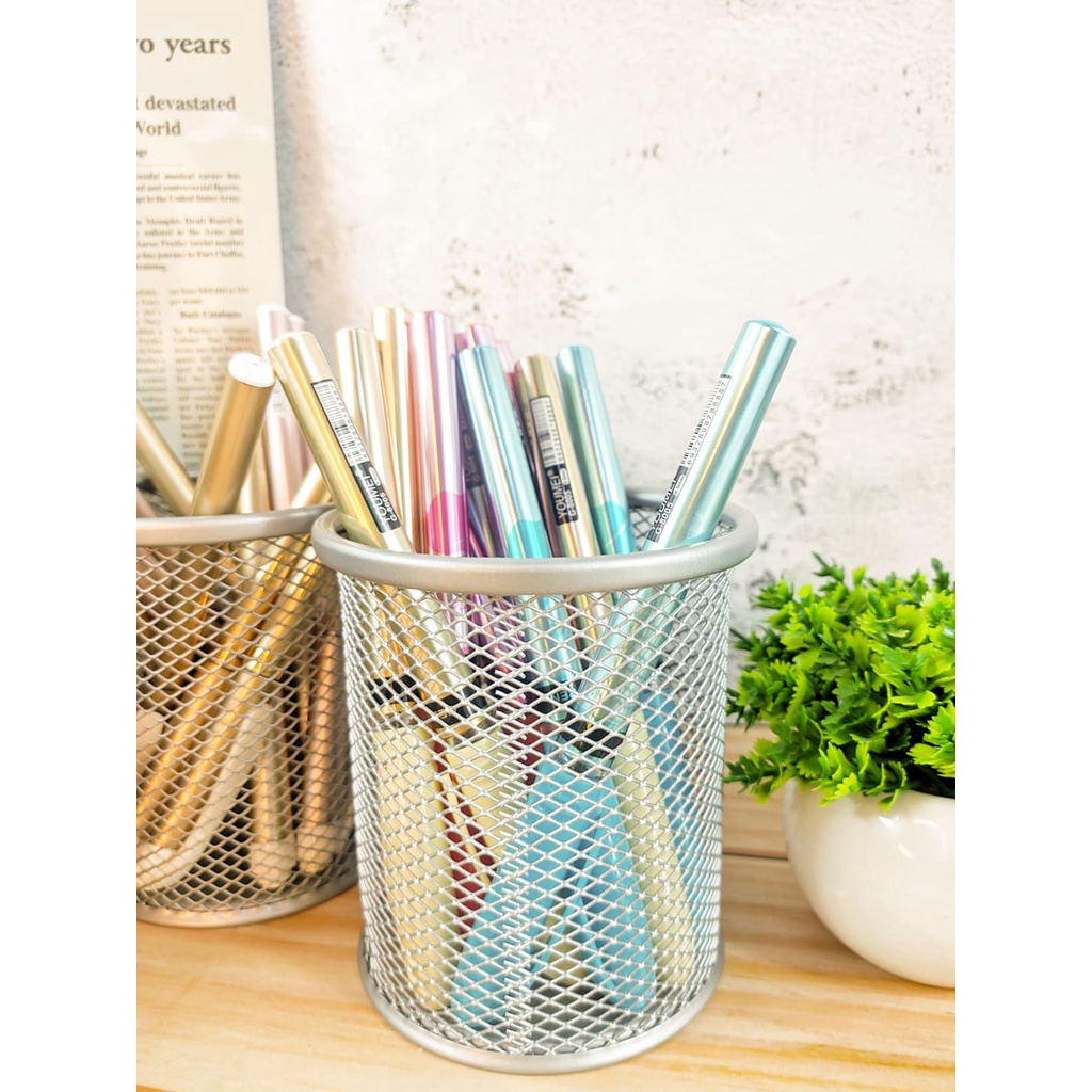 Ballpen Pen Pencil Holder Container Office Desk Organizer Metal Stand