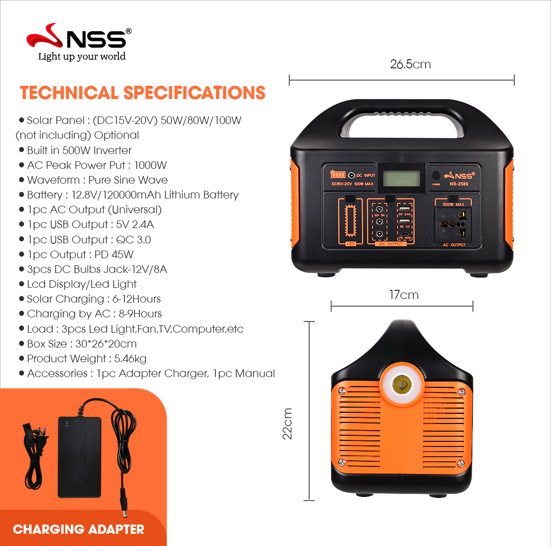 Nss Mah Outdoor Solar Generator W W W Fast Charge Large