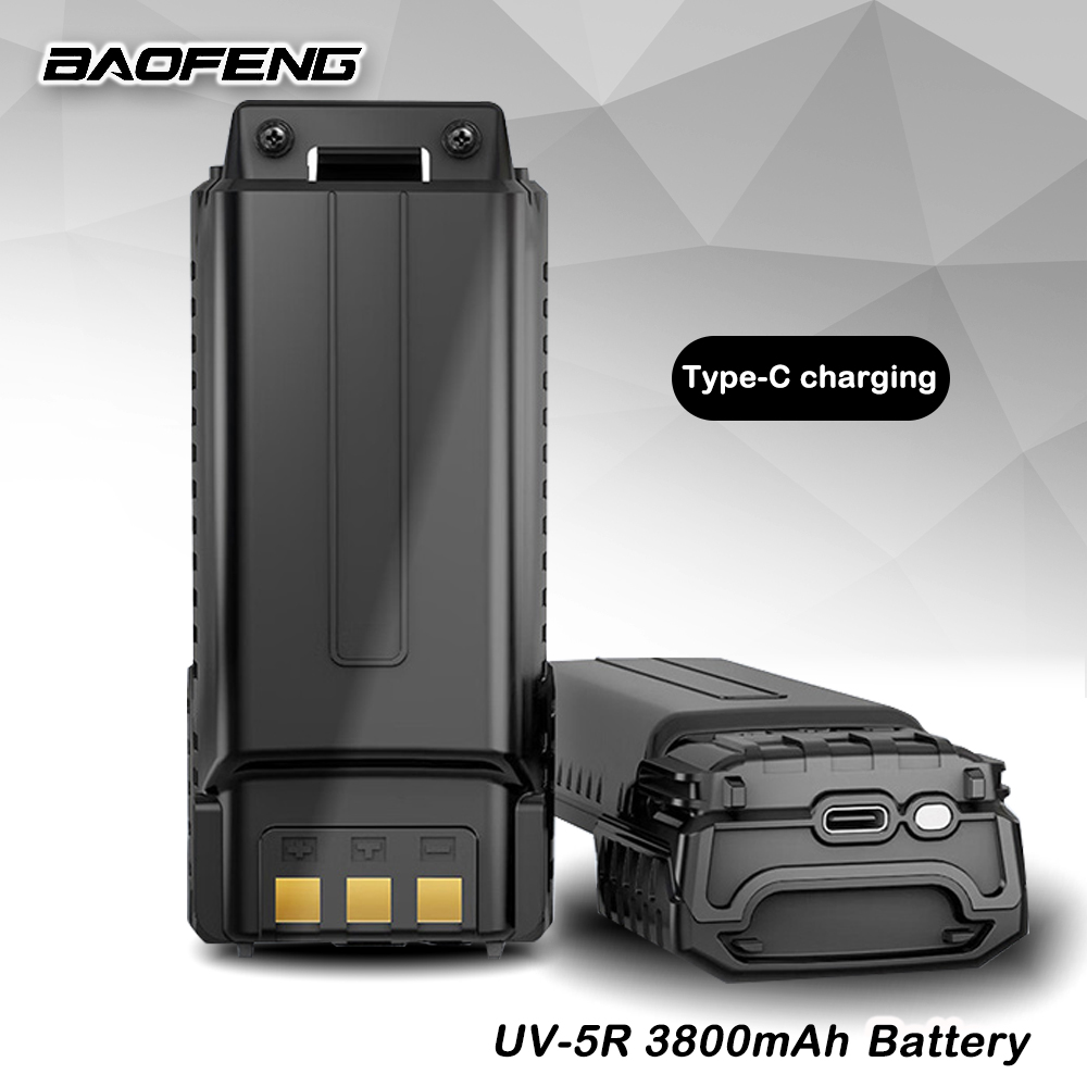 Baofeng UV 5R Walkie Talkie Extended Version Battery Type C Charger