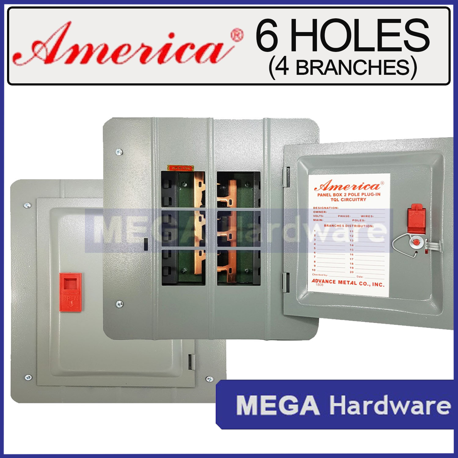 America Panel Box Panel Board For Pole Plug In Circuit Breakers