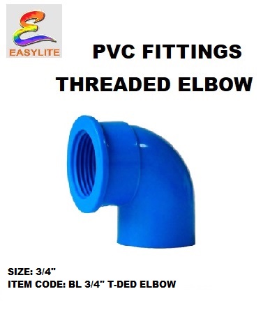 Easylite Unidex Blue Pvc Fittings Threaded Elbow Sold Per