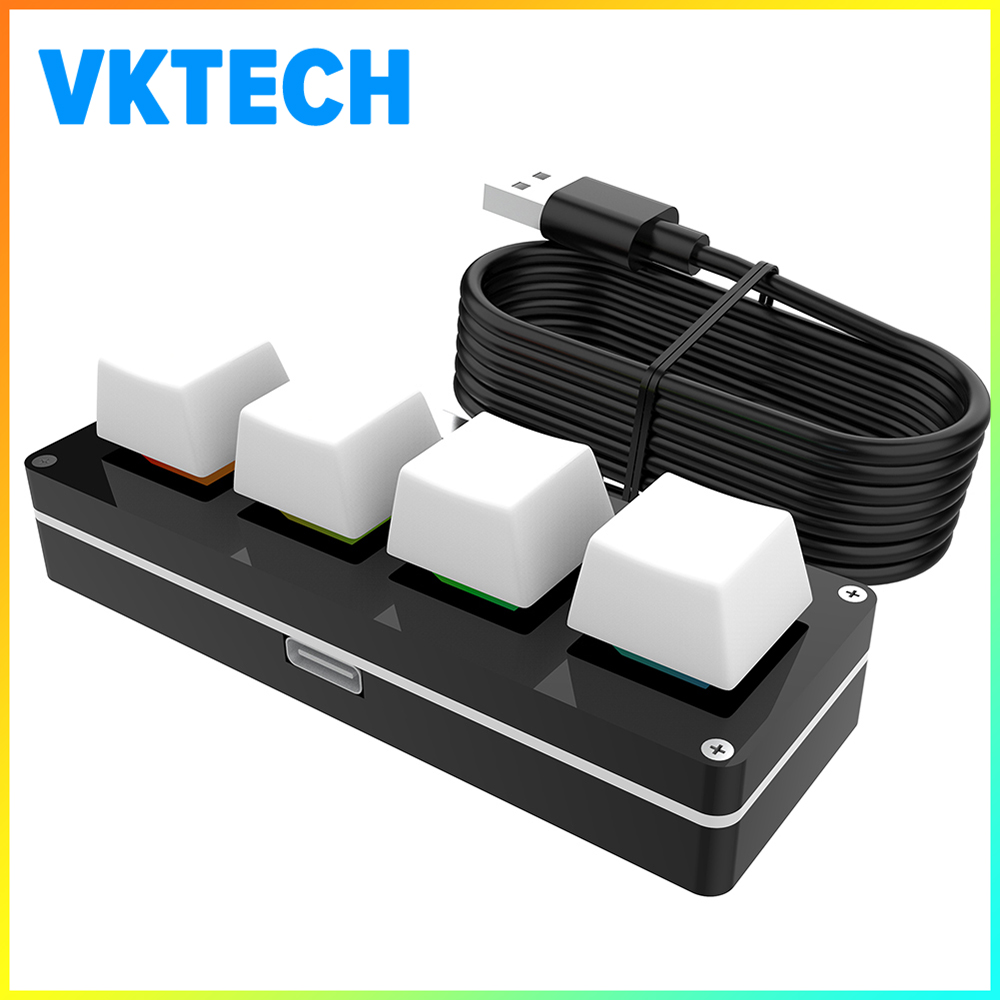 Vktech 3 Key 1 Knob 4 Keys RGB Macro Custom Keyboard Programmable