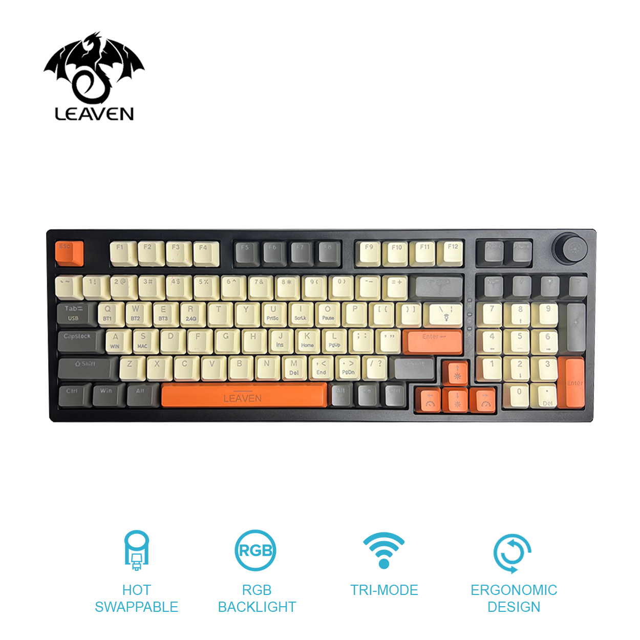 Leaven H Tri Mode Key Rgb Backlight Wireless Mechanical Hot