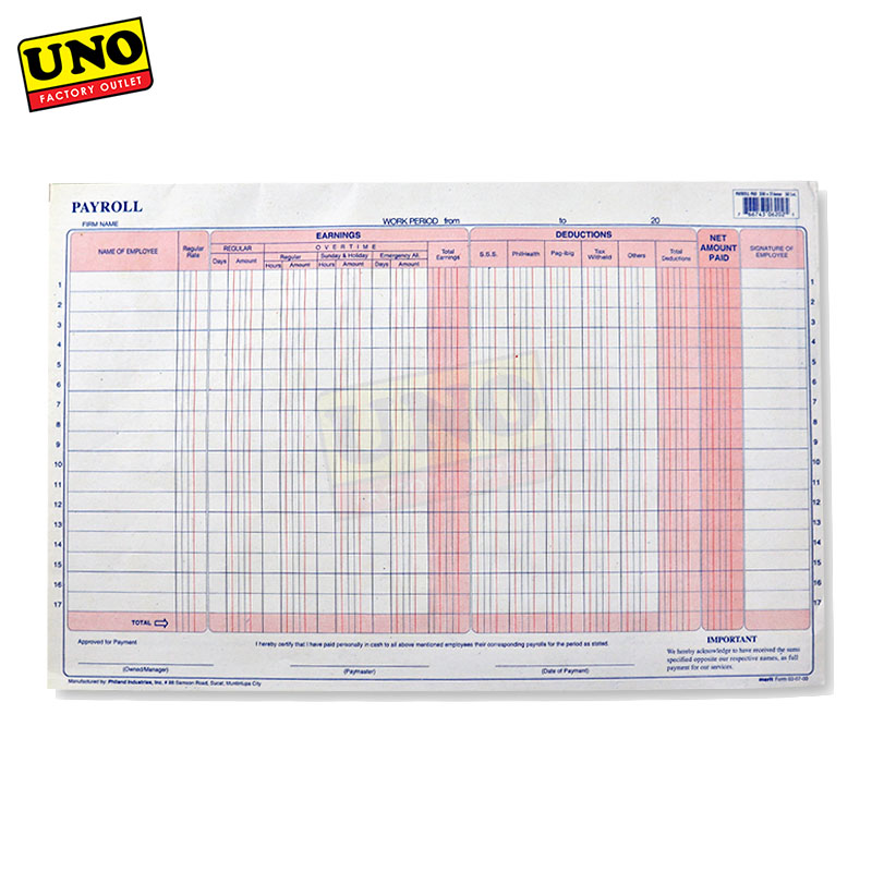 Uno Payroll Pad Lvs Lazada Ph