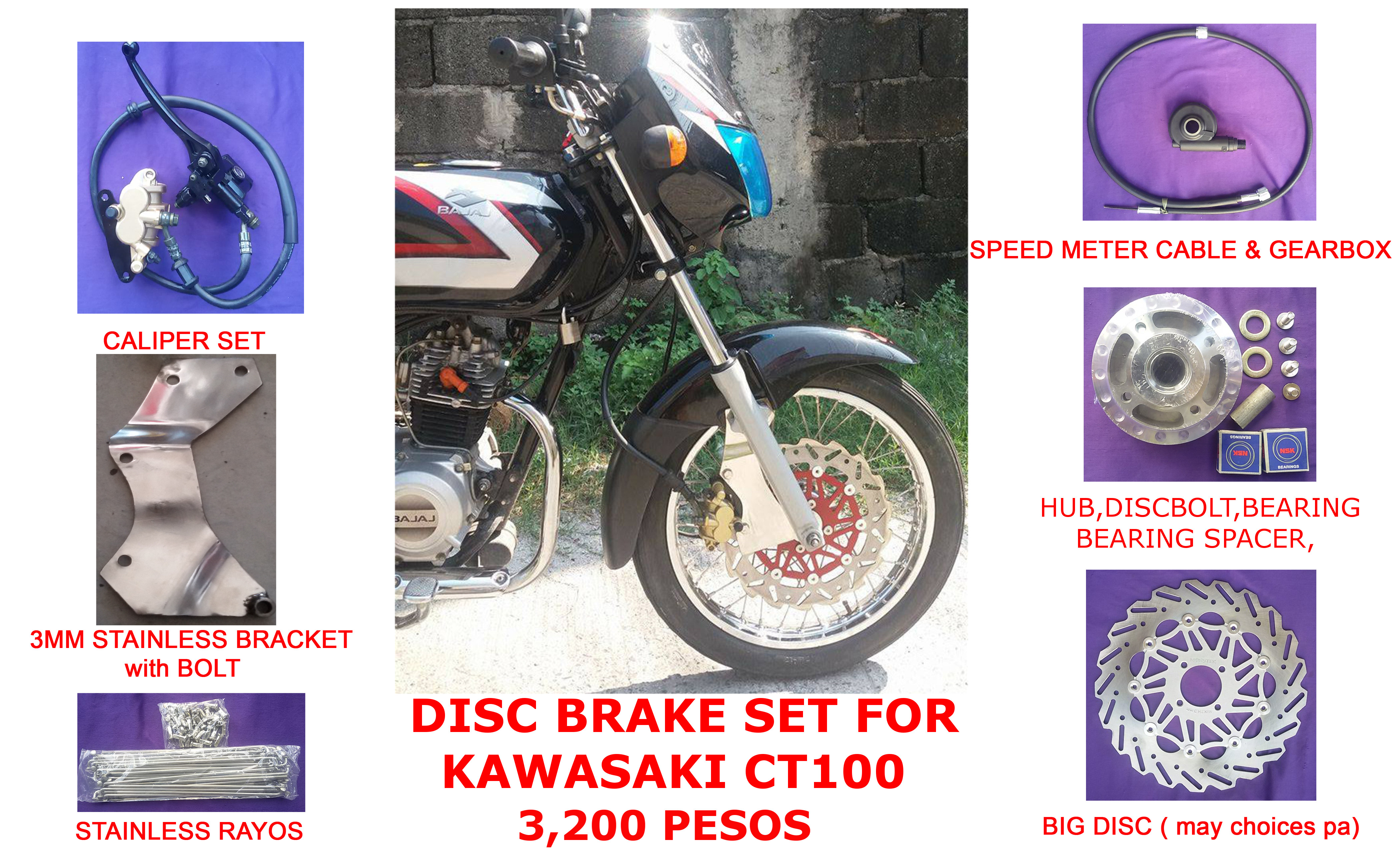 Ct Bajaj Discbrake Set Front Conversion Kit Disc Brake Ct For