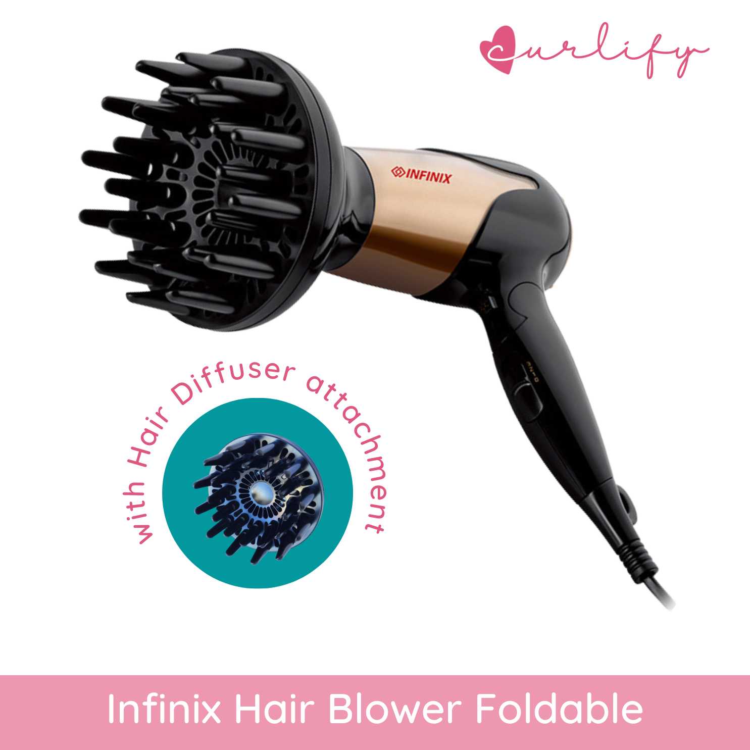 Infinix Hair Blower Dryer Hot And Cold With Diffuser For Curly Hair Lazada PH