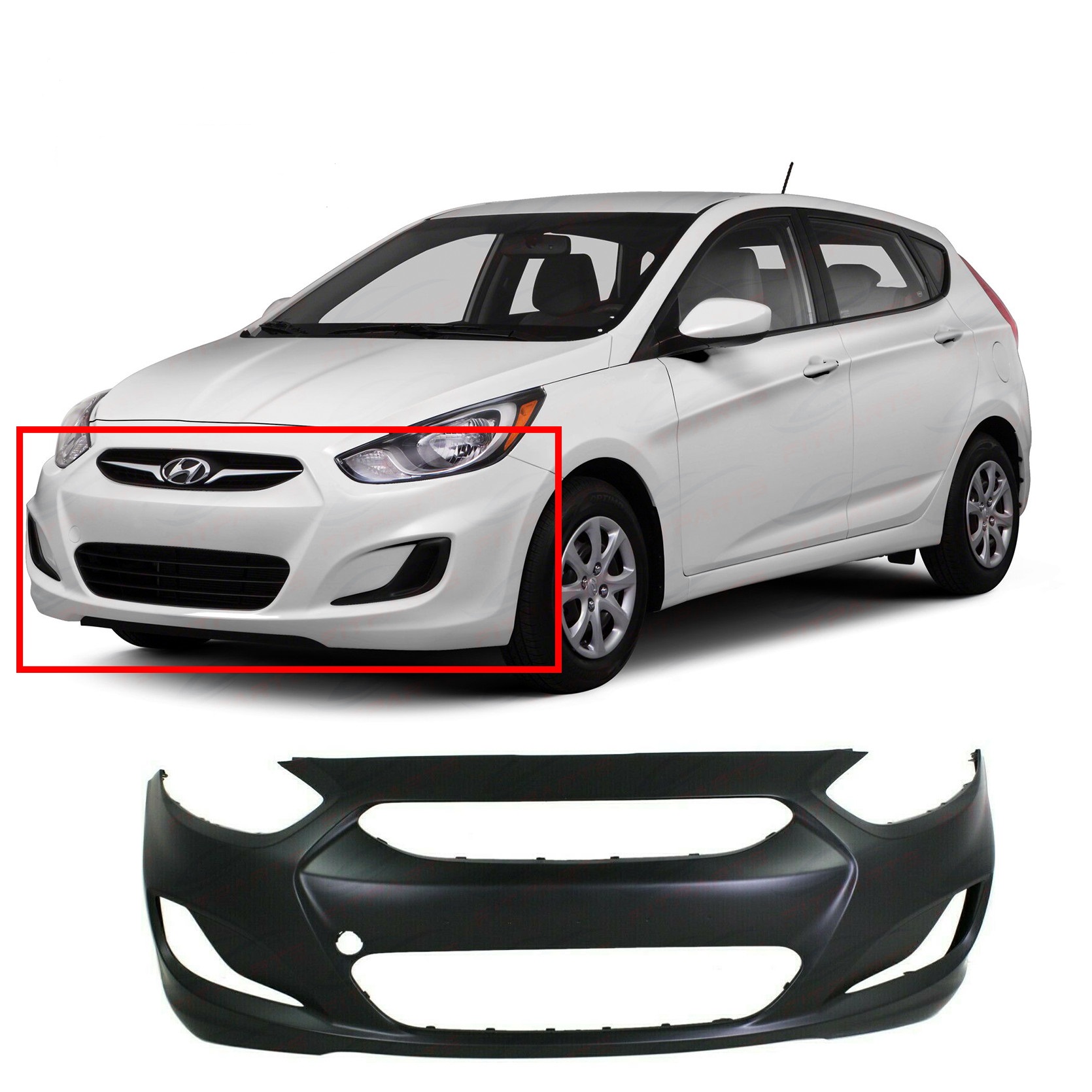 Hyundai Accent Sedan Hatch 2010 2011 2012 2013 Front Bumper ONLY