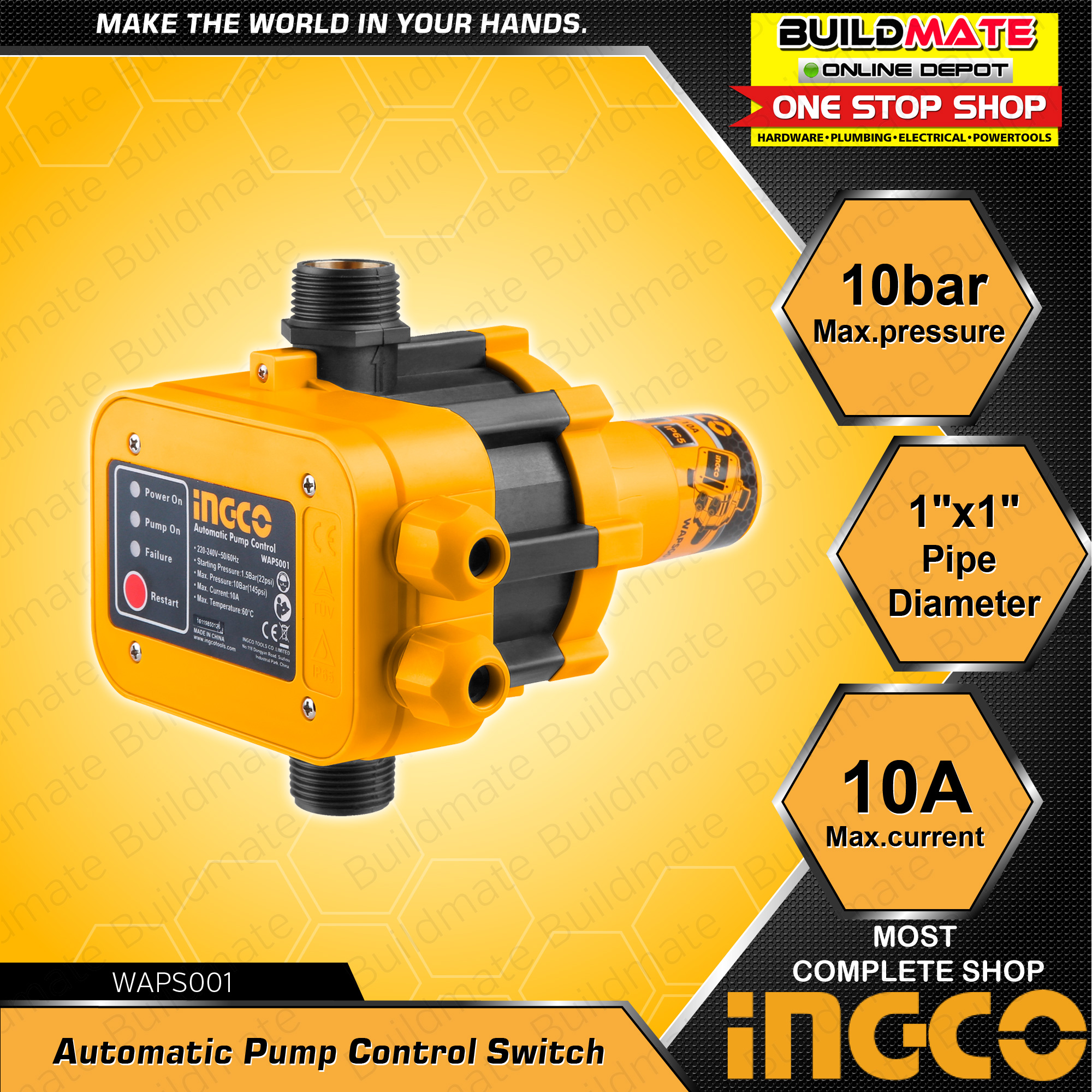 INGCO Automatic Pump Control Switch WAPS001 BUILDMATE IPT Lazada PH