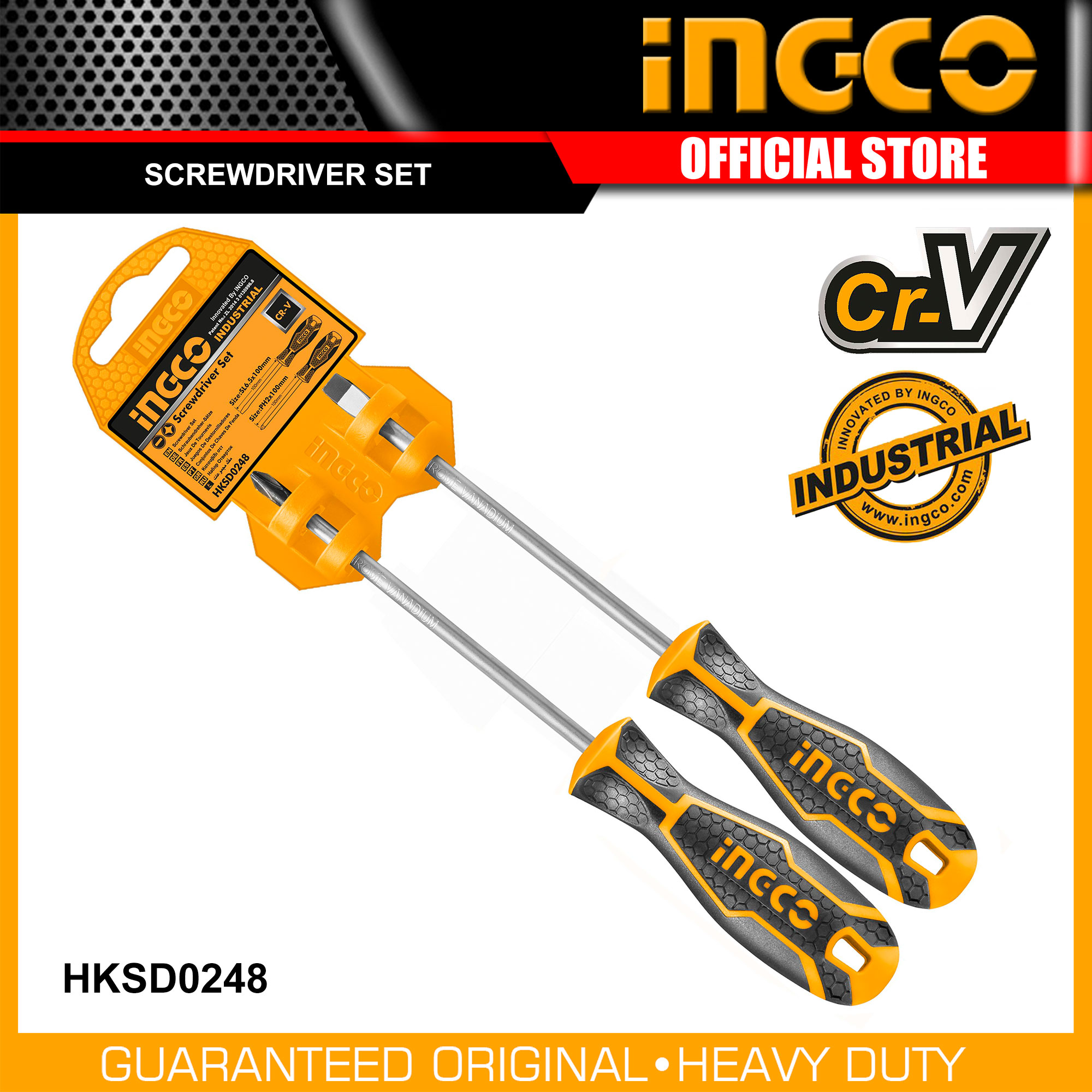 INGCO HKSD0248 2pcs Screwdriver Set Flat Screwdriver And Phillip