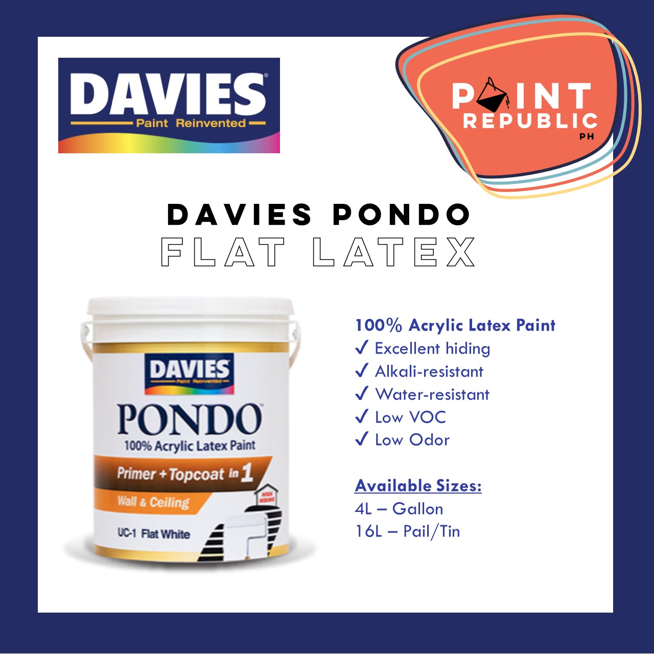 Davies Pondo Flat Latex White L L Lazada Ph