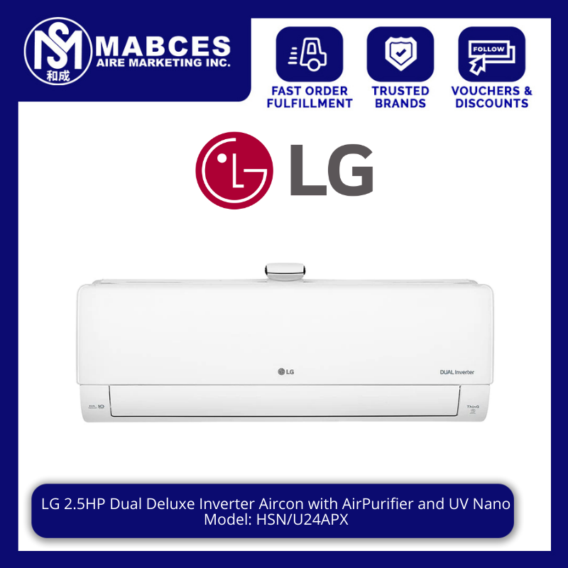 LG 2 5HP Dual Deluxe Inverter Aircon With AirPurifier And UV Nano HSN