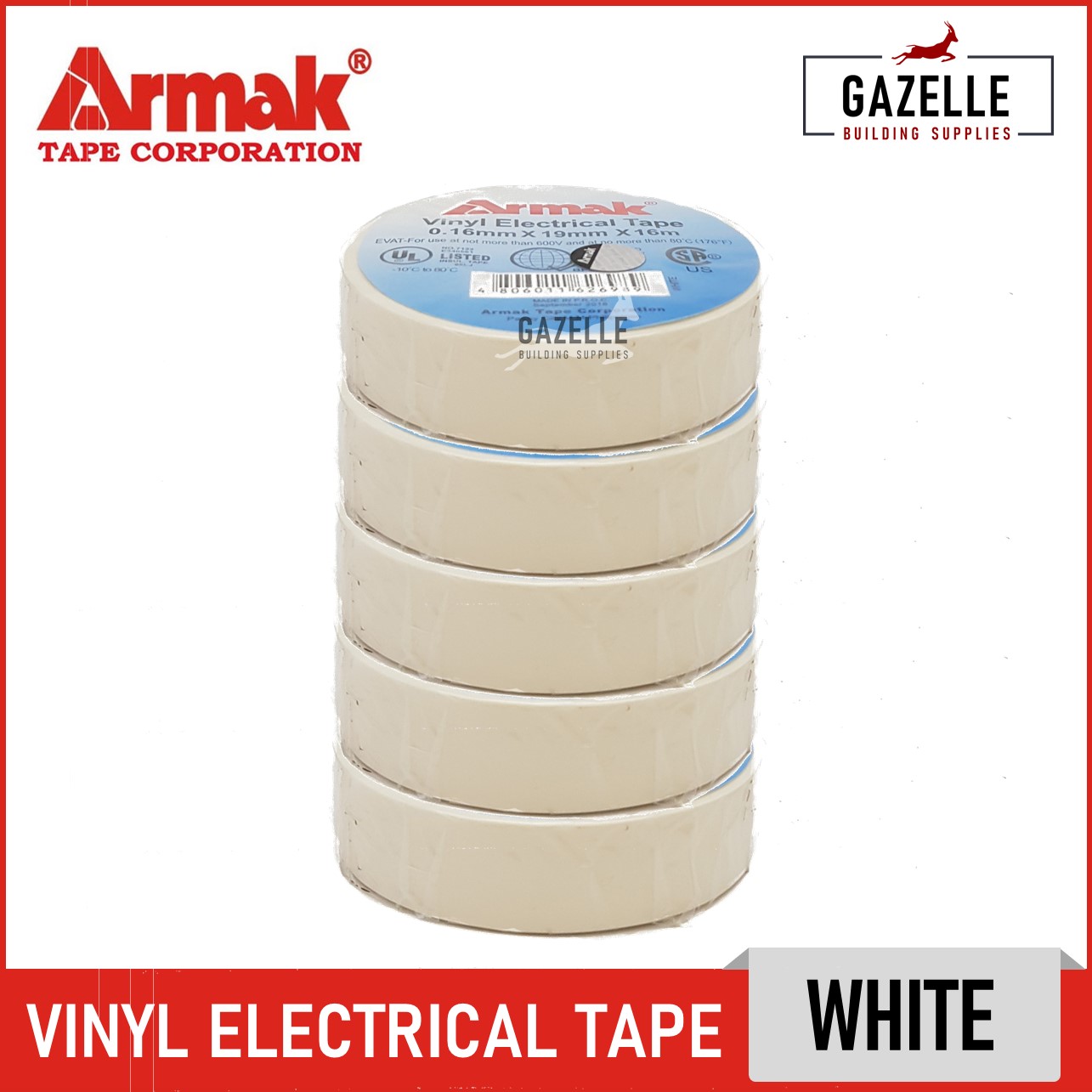 Armak Vinyl Electrical Tape 0 16mmx19mmx16m White Lazada PH