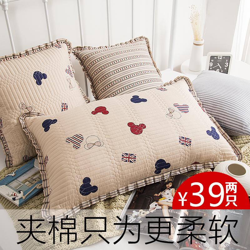 100% Cotton Vỏ Gối 100% Cotton Dày Chần Bông Bộ Ruột Gối Duy Nhất Hai Người Phong Cách Châu Âu Diềm Hoa 4874 Cm Vỏ Gối