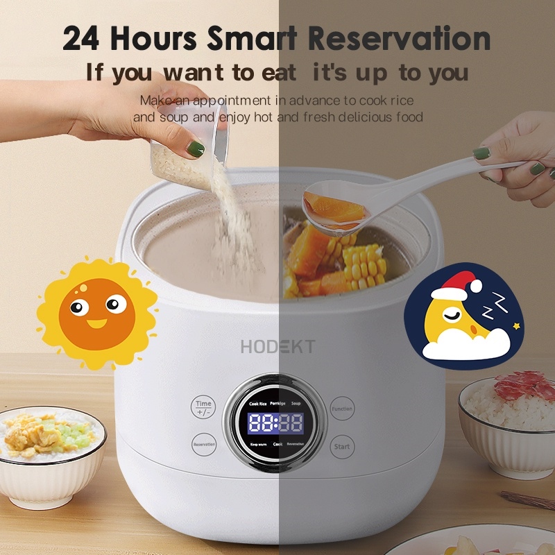 HODEKT 2L Rice Cooker Small With Steamer Multi Function Non Stick Rice