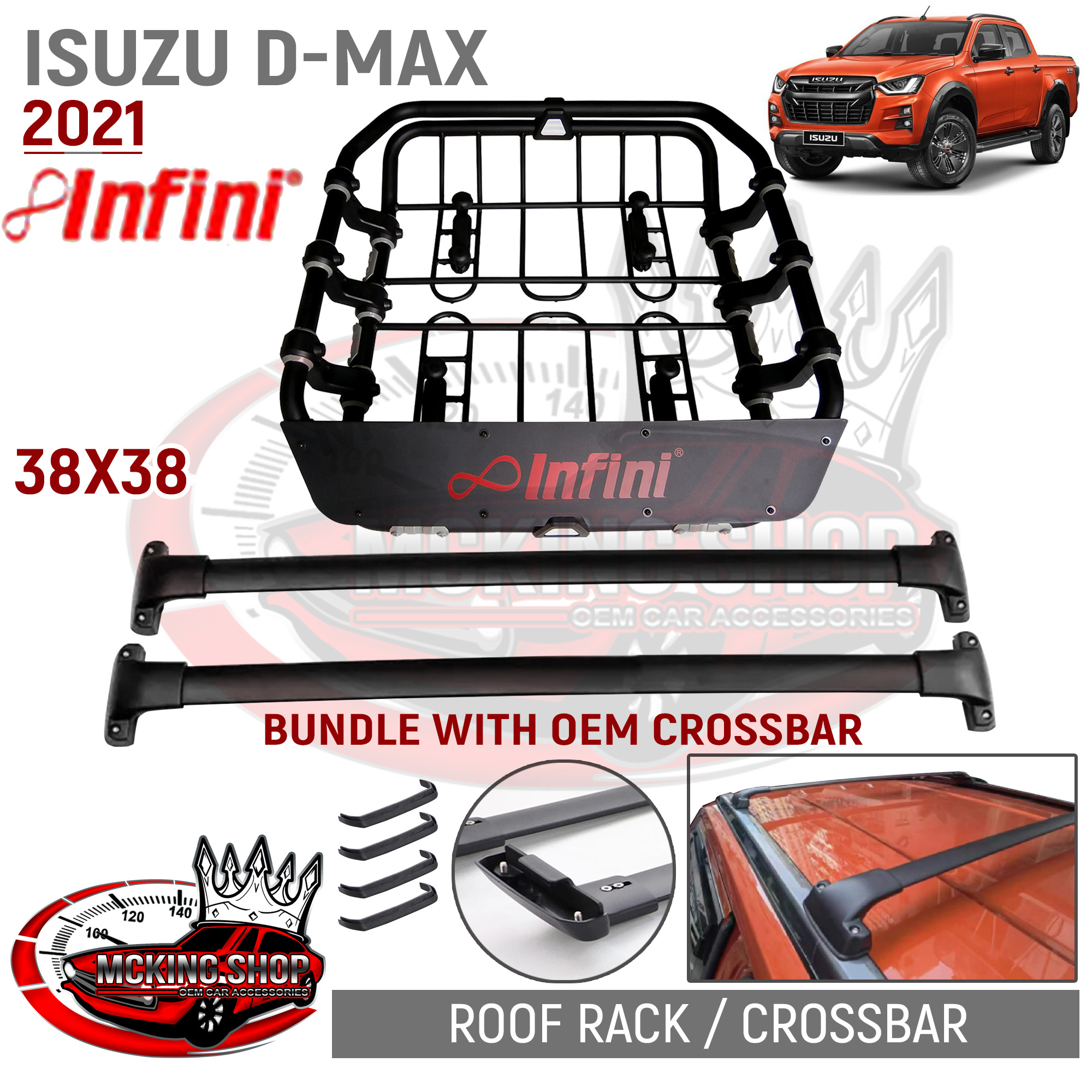 Isuzu D MAX 2021 INFINI Atomic Steel 38x38 Roof Rack With OEM Aluminum