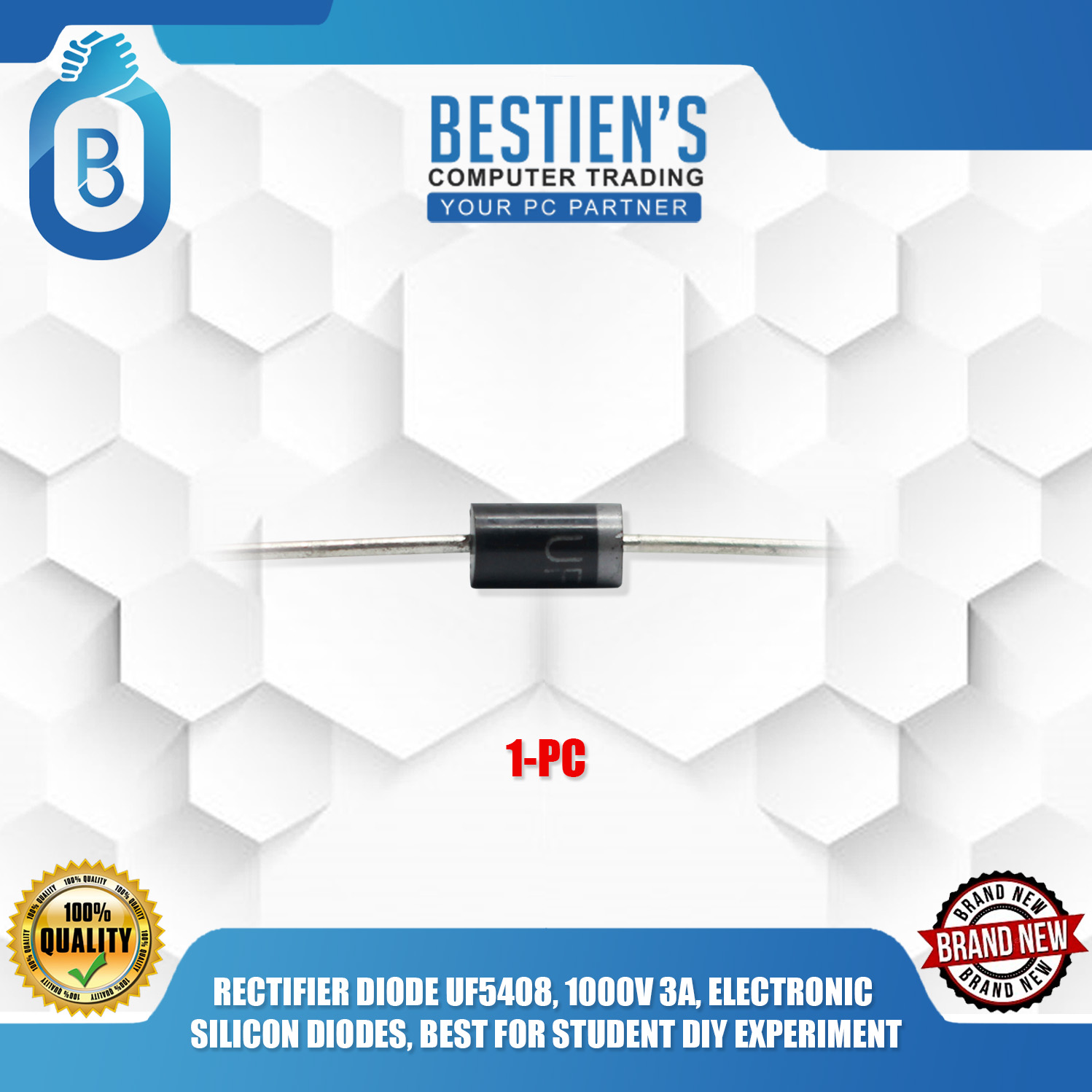 RECTIFIER DIODE UF5408 1000V 3A ELECTRONIC SILICON DIODES BEST FOR