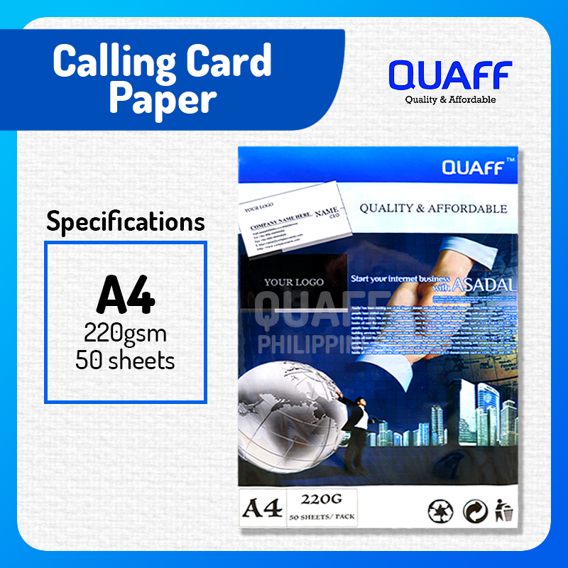 Quaff A Size Double Sided Matte Calling Card Paper Sheets Pack