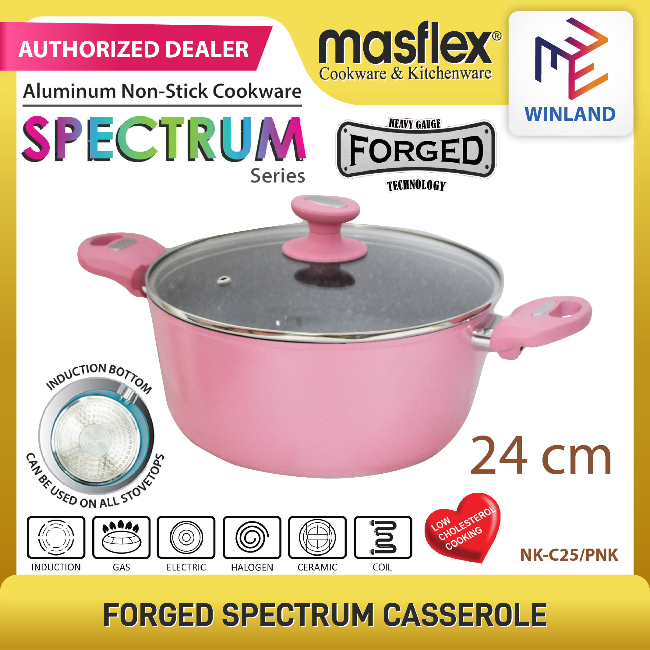 Masflex By Winland Spectrum Aluminum Non Stick Induction Casserole With