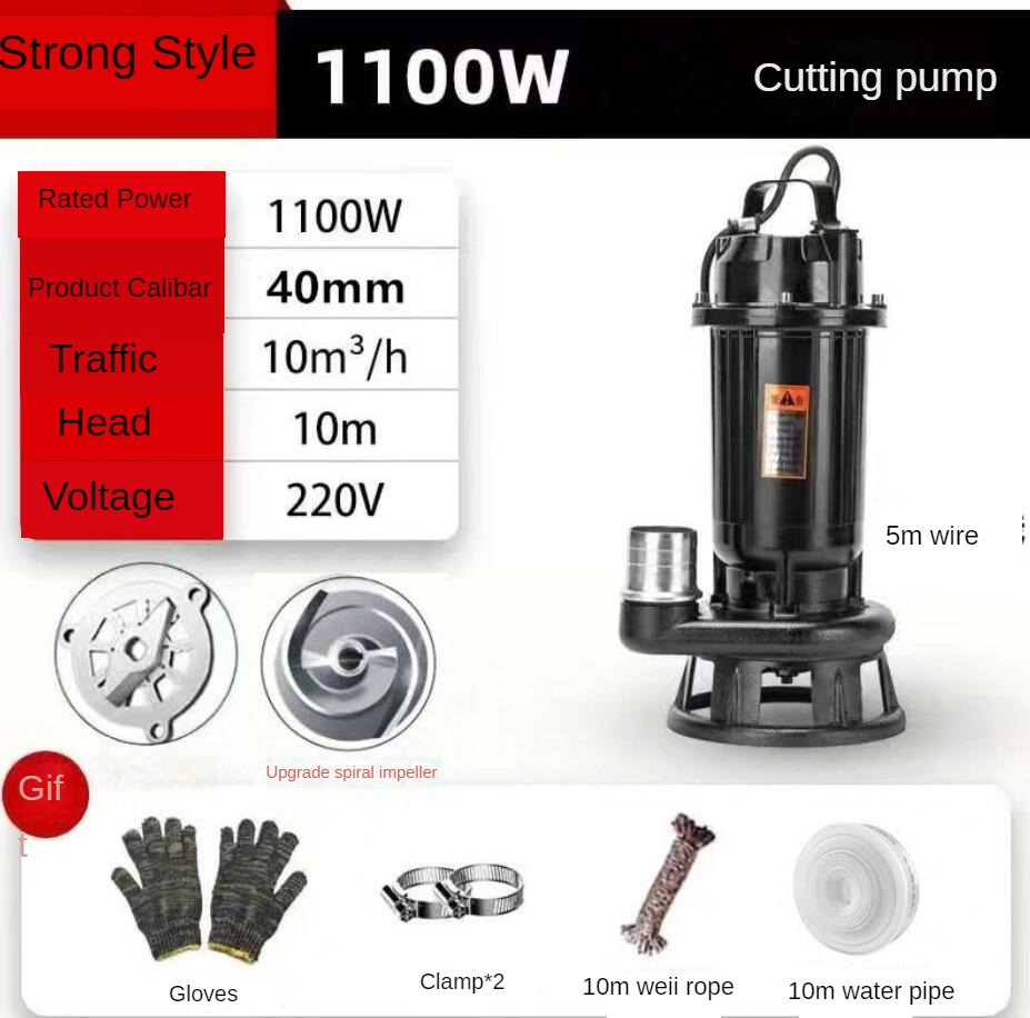 Submersible Pump Cutting Sewage Pump Agricultural Septic Tank Biogas