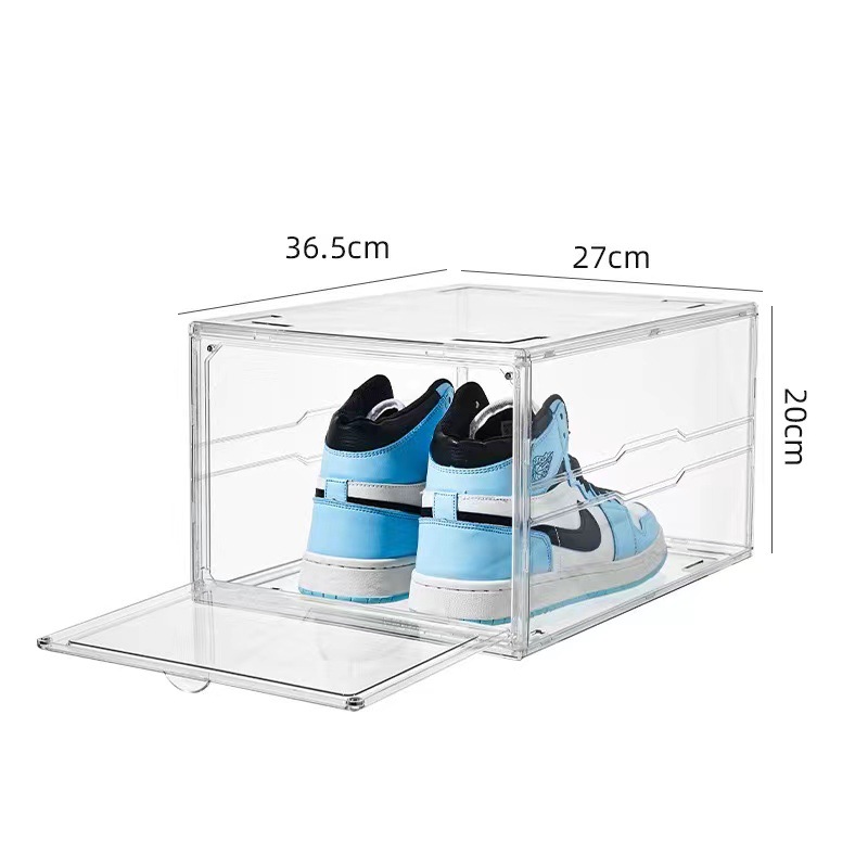 Transparent Acrylic Shoe Box Magnetic Shoe Storage Box Side Drop