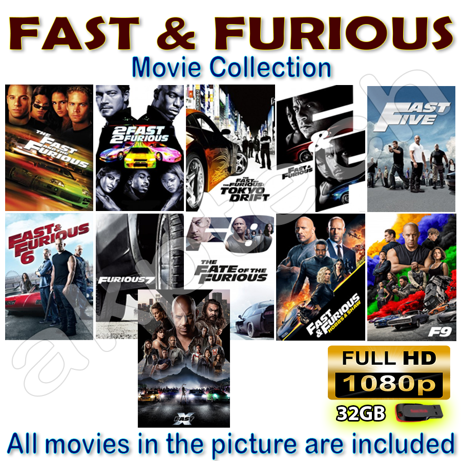 USB Flash Drive 32GB With FAST FURIOUS MOVIE COLLECTION FULL HD 1080P