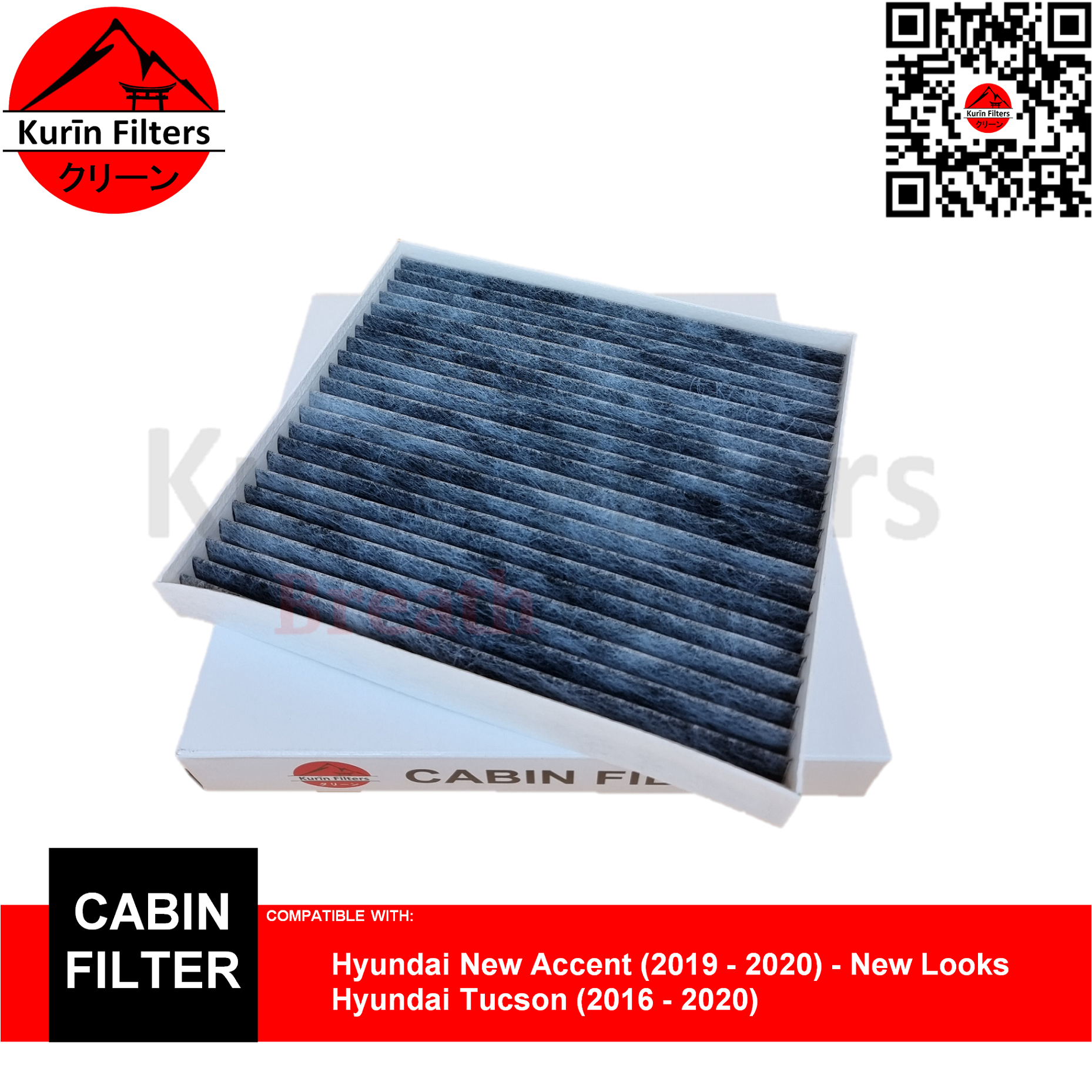 Genuine Kurin Charcoal Ac Cabin Filter For Hyundai Accent Gas Crdi