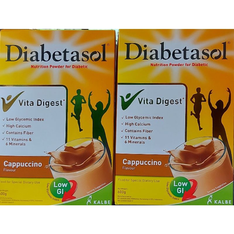 Diabetasol 600g Cappuccino Chocolate Vanilla Nutrition Powder Exp