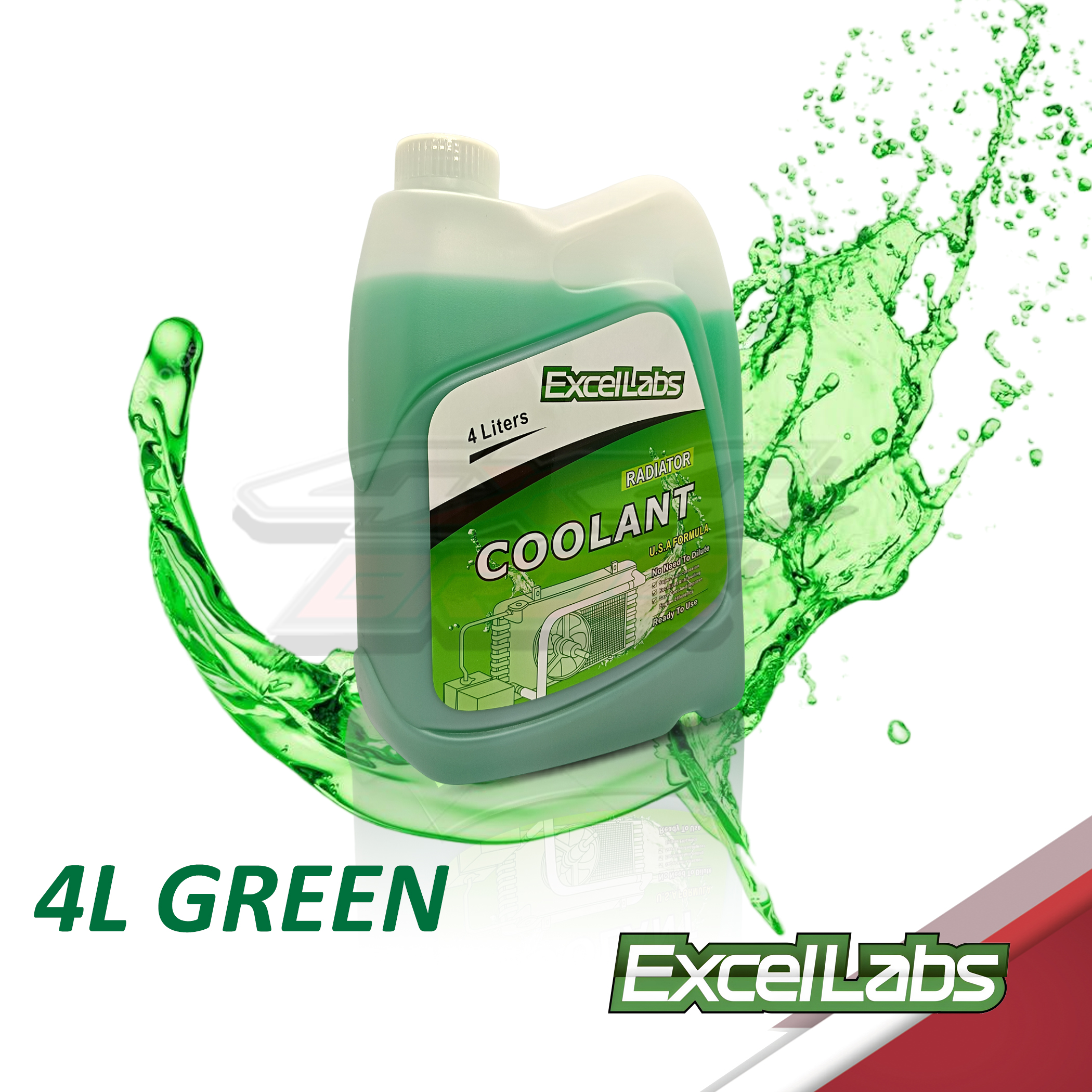 Exellabs Radiator Coolant 4L Ready To Use Green Blue And Red Lazada PH