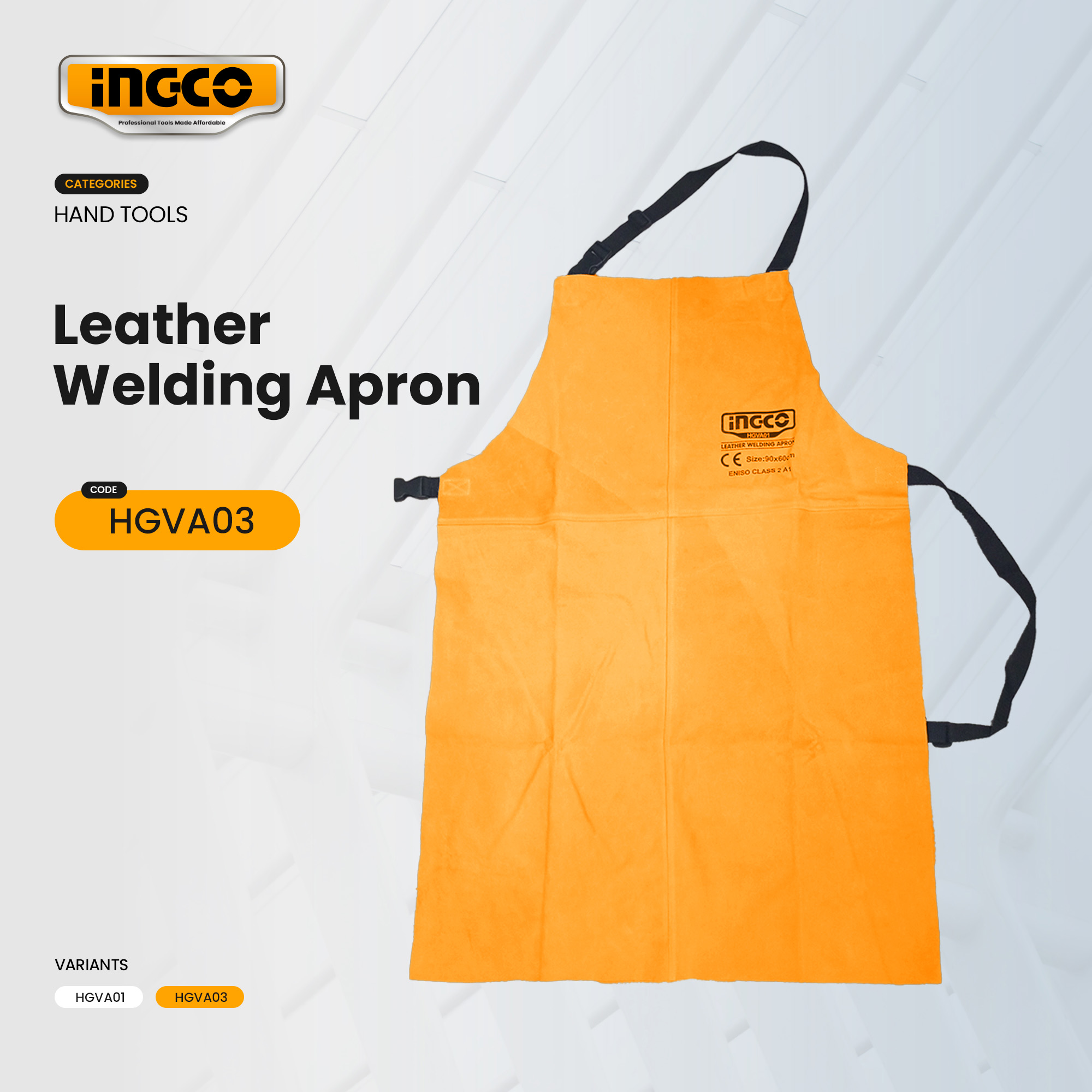 INGCO Leather Welding Apron 90x60cm Gray Brown Leather Apron