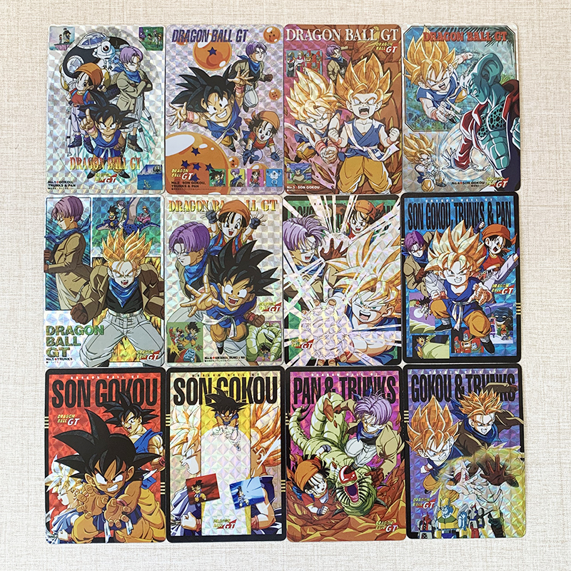 12PCS Anime GT Flash Cards Refraction Composite Craft SUPER HEROES Goku